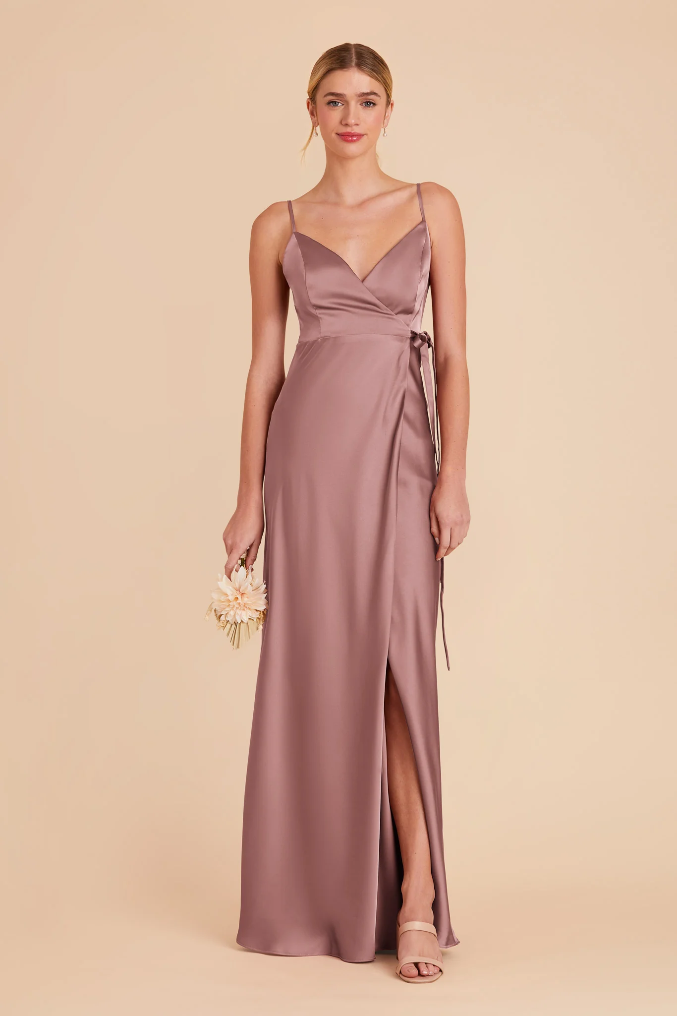 Cindy Matte Satin Dress - Dark Mauve - Image 3