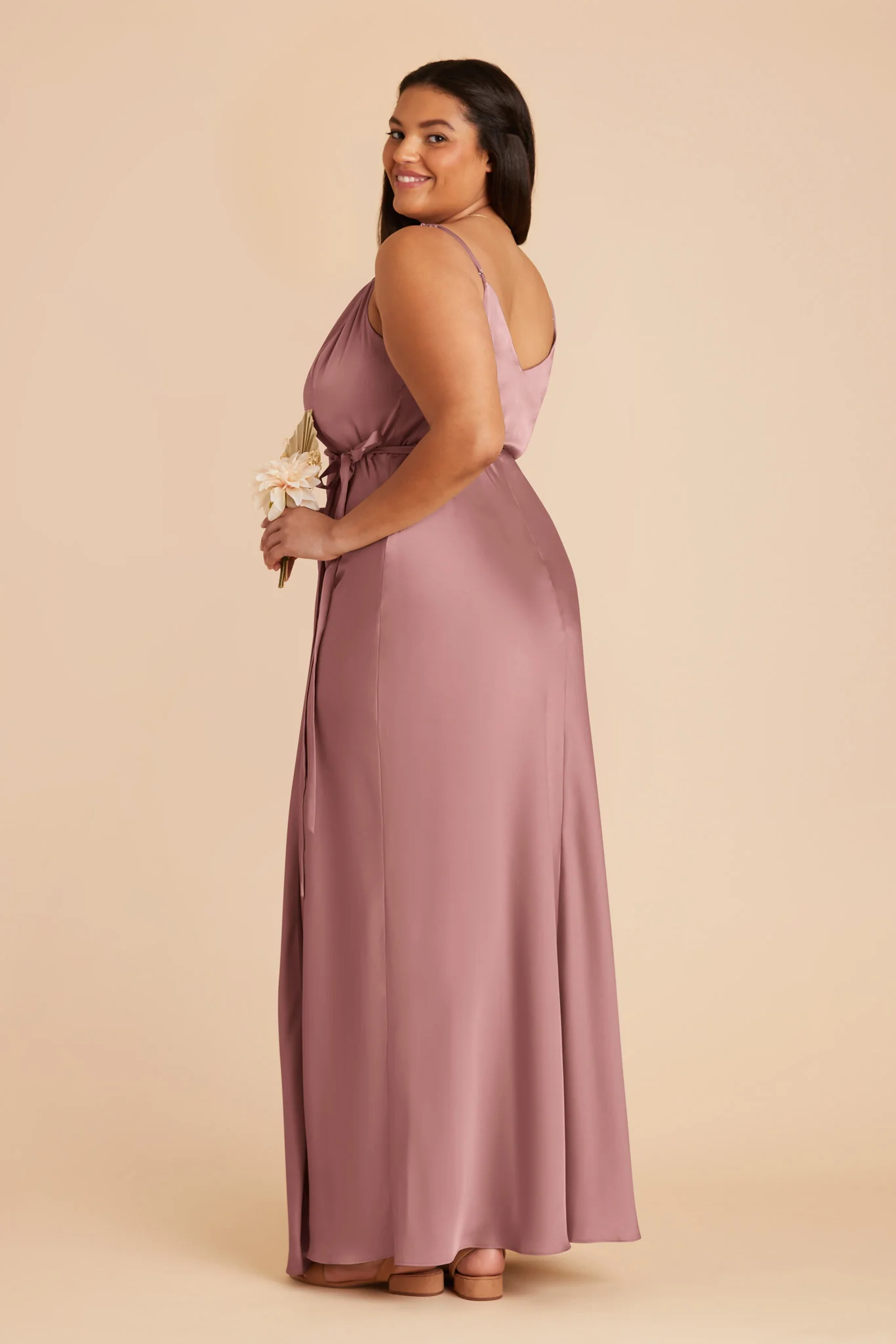 Cindy Matte Satin Dress - Dark Mauve - Image 7