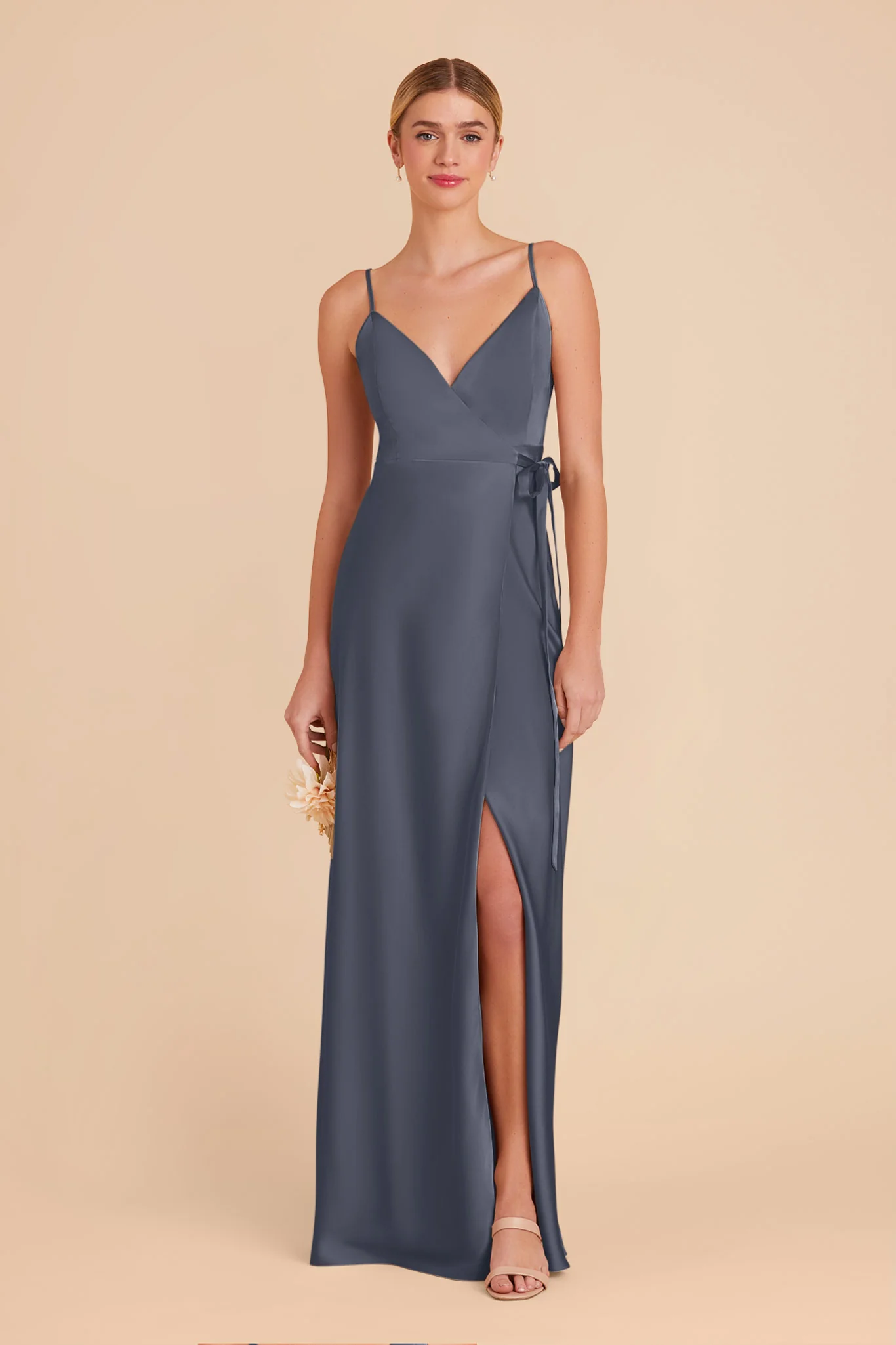 Cindy Matte Satin Dress - Dusk Blue