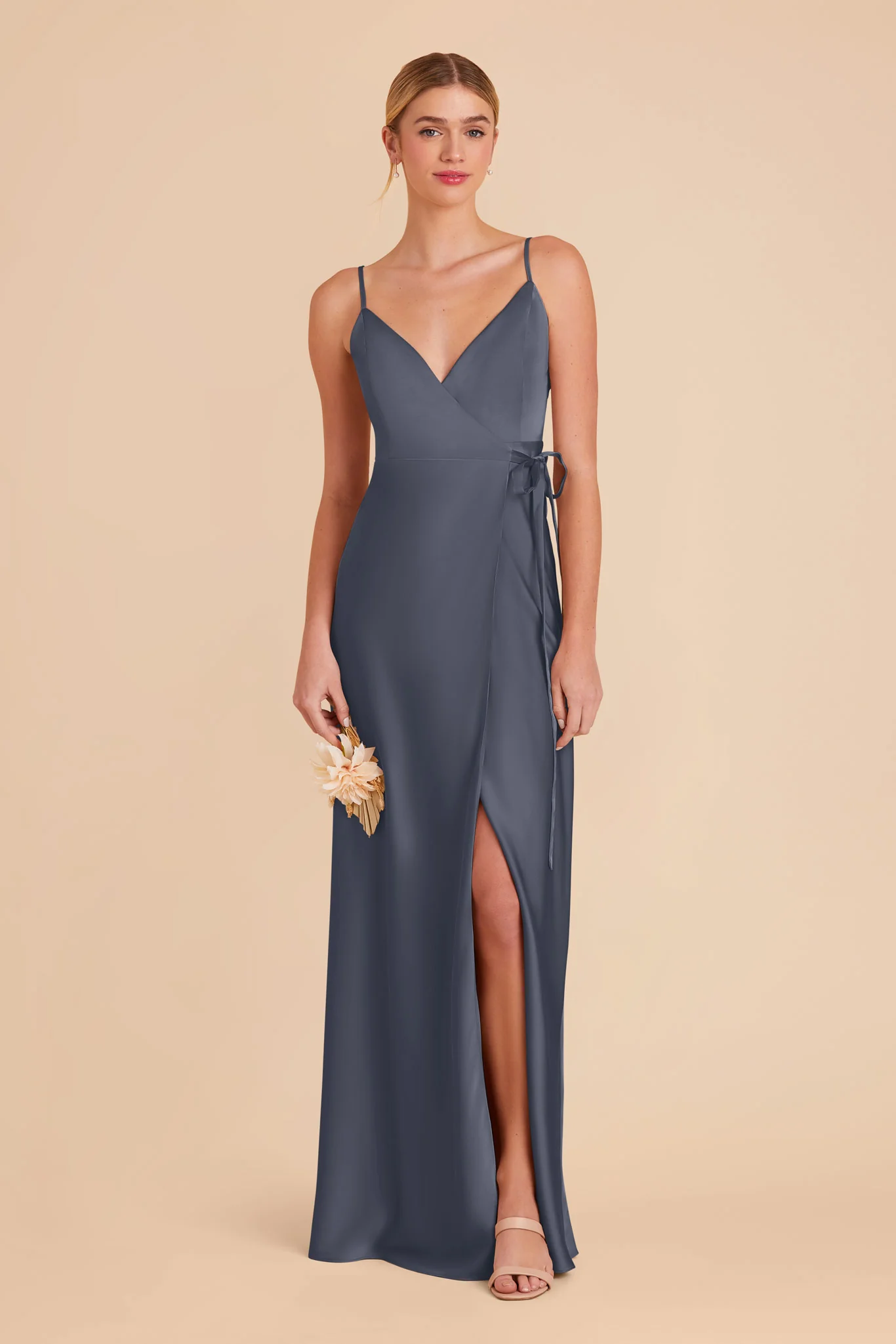 Cindy Matte Satin Dress - Dusk Blue - Image 3