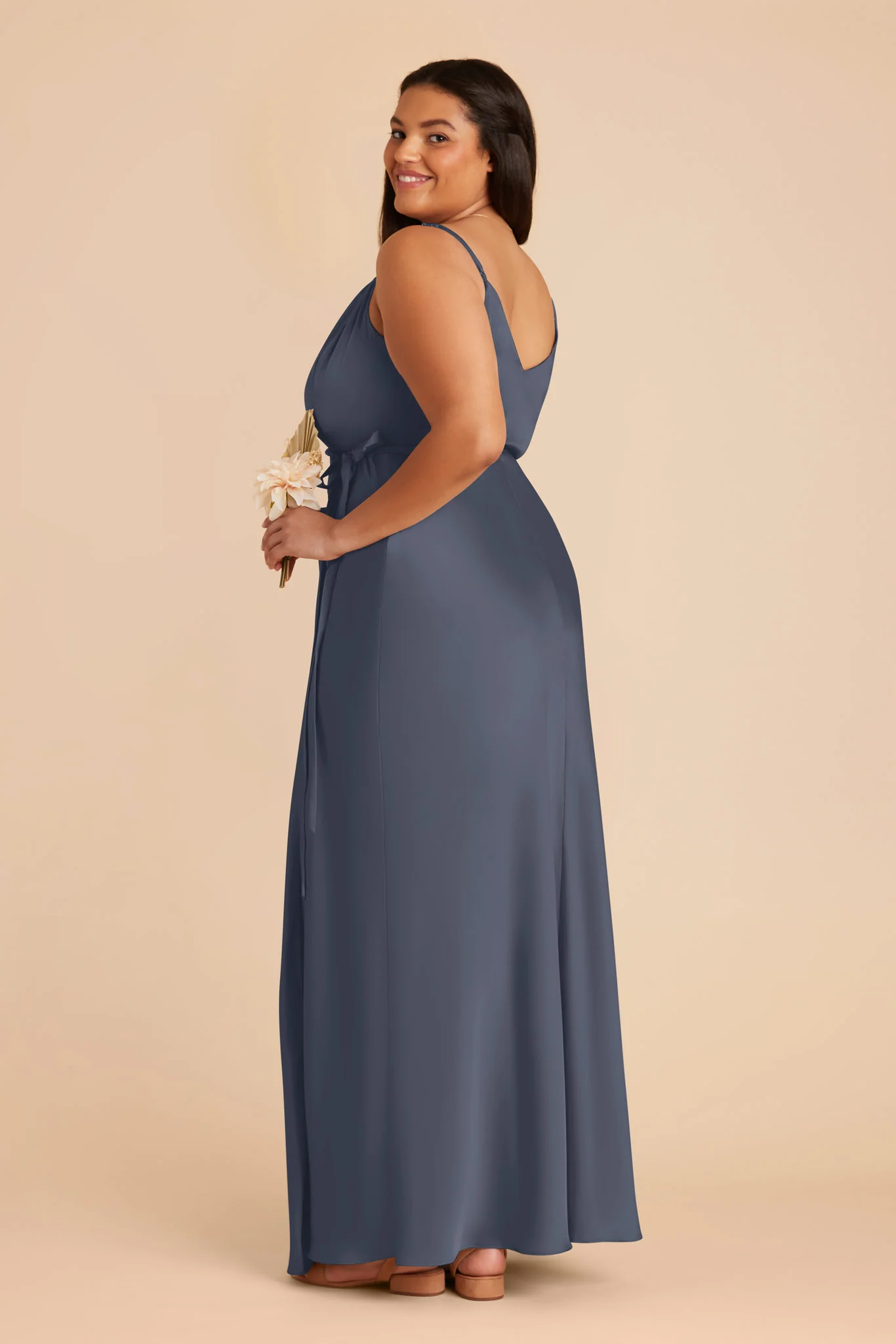 Cindy Matte Satin Dress - Dusk Blue - Image 7