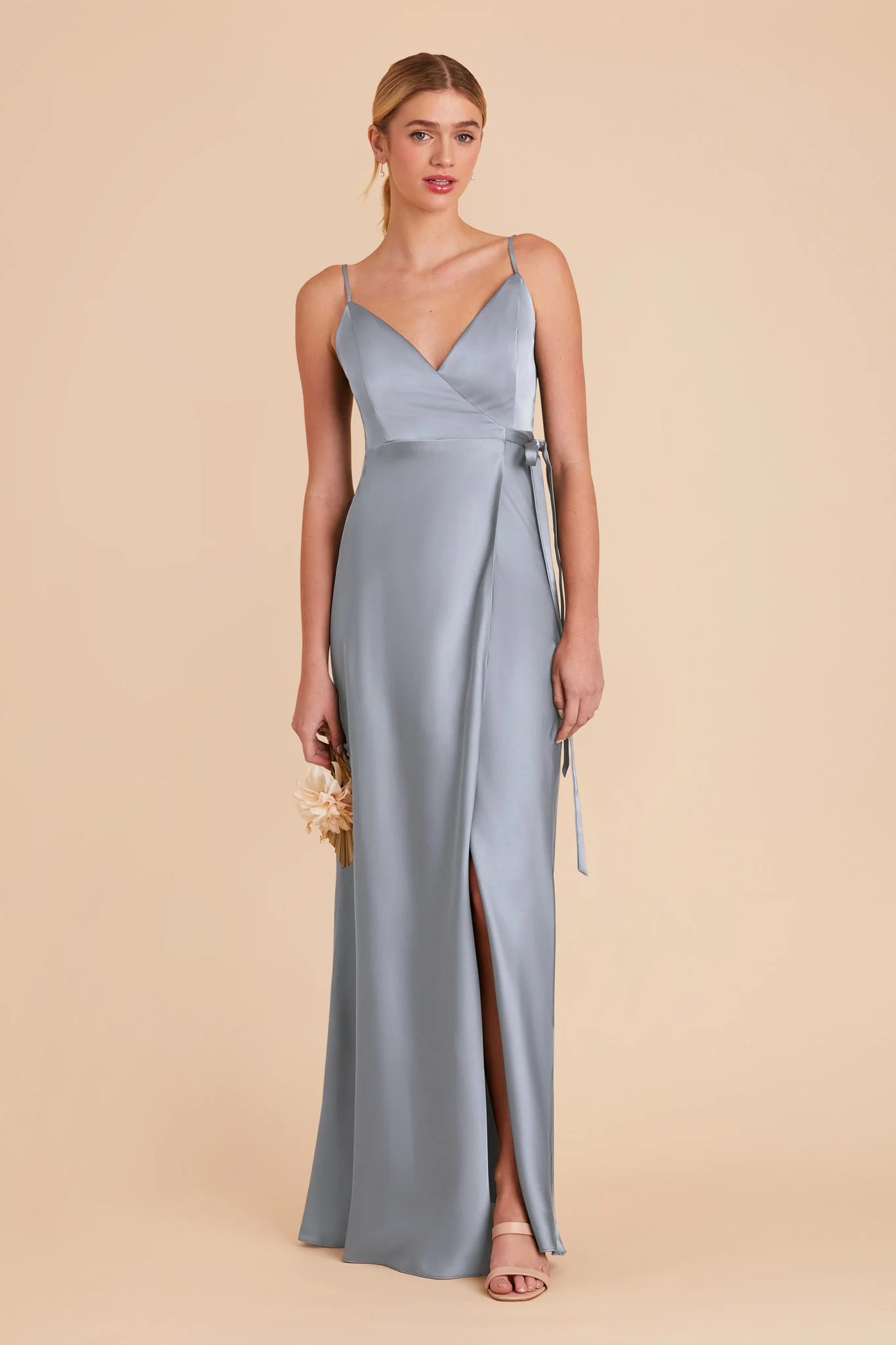 Cindy Matte Satin Dress - Dusty Blue - Image 3