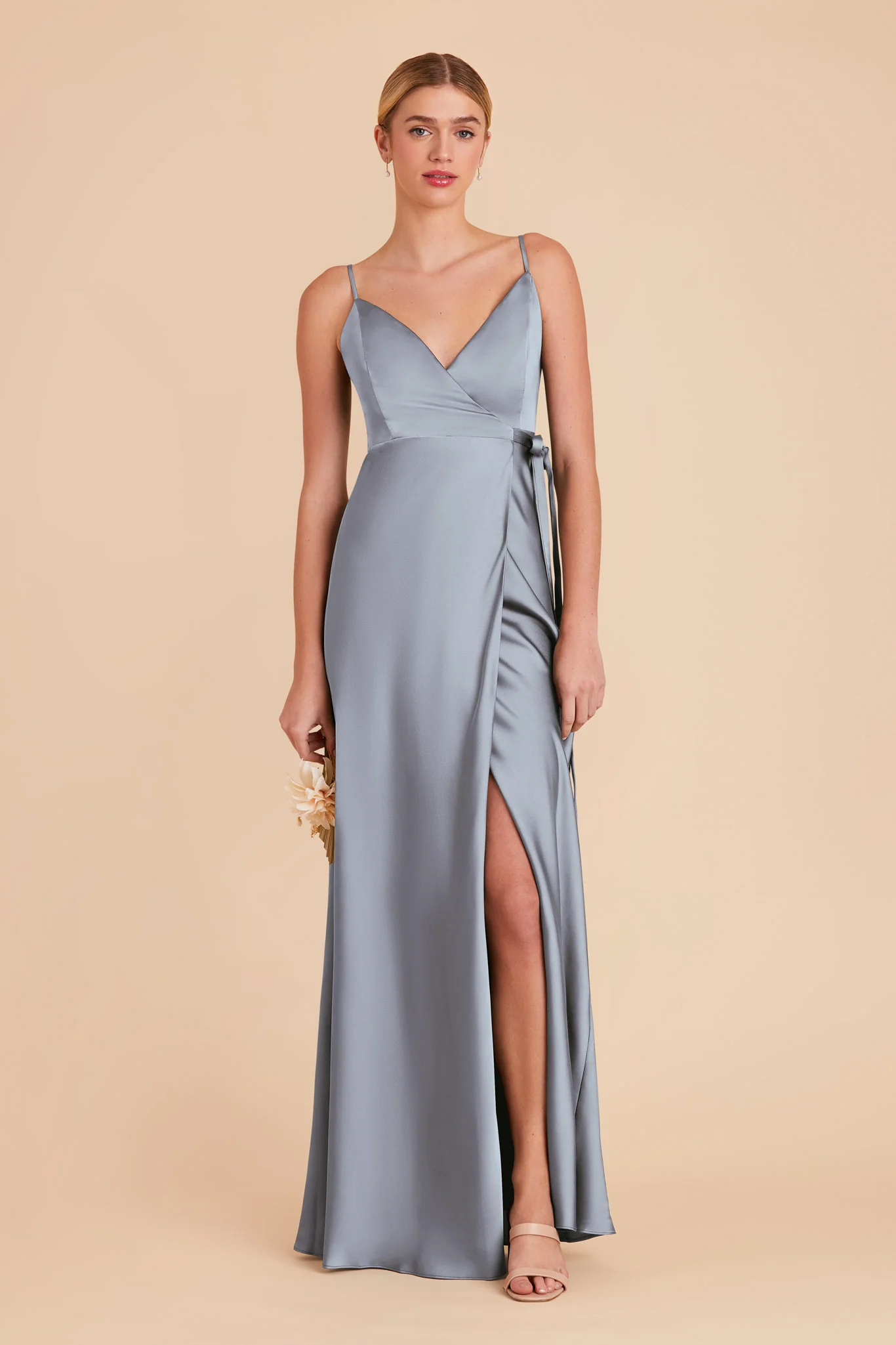 Cindy Matte Satin Dress - Dusty Blue - Image 4
