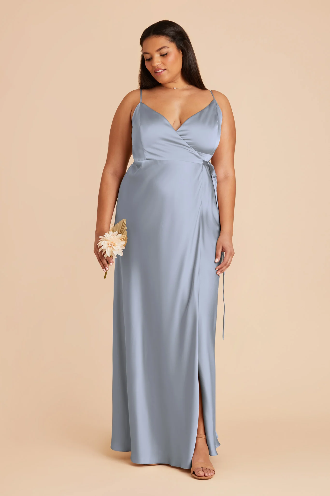 Cindy Matte Satin Dress - Dusty Blue - Image 7