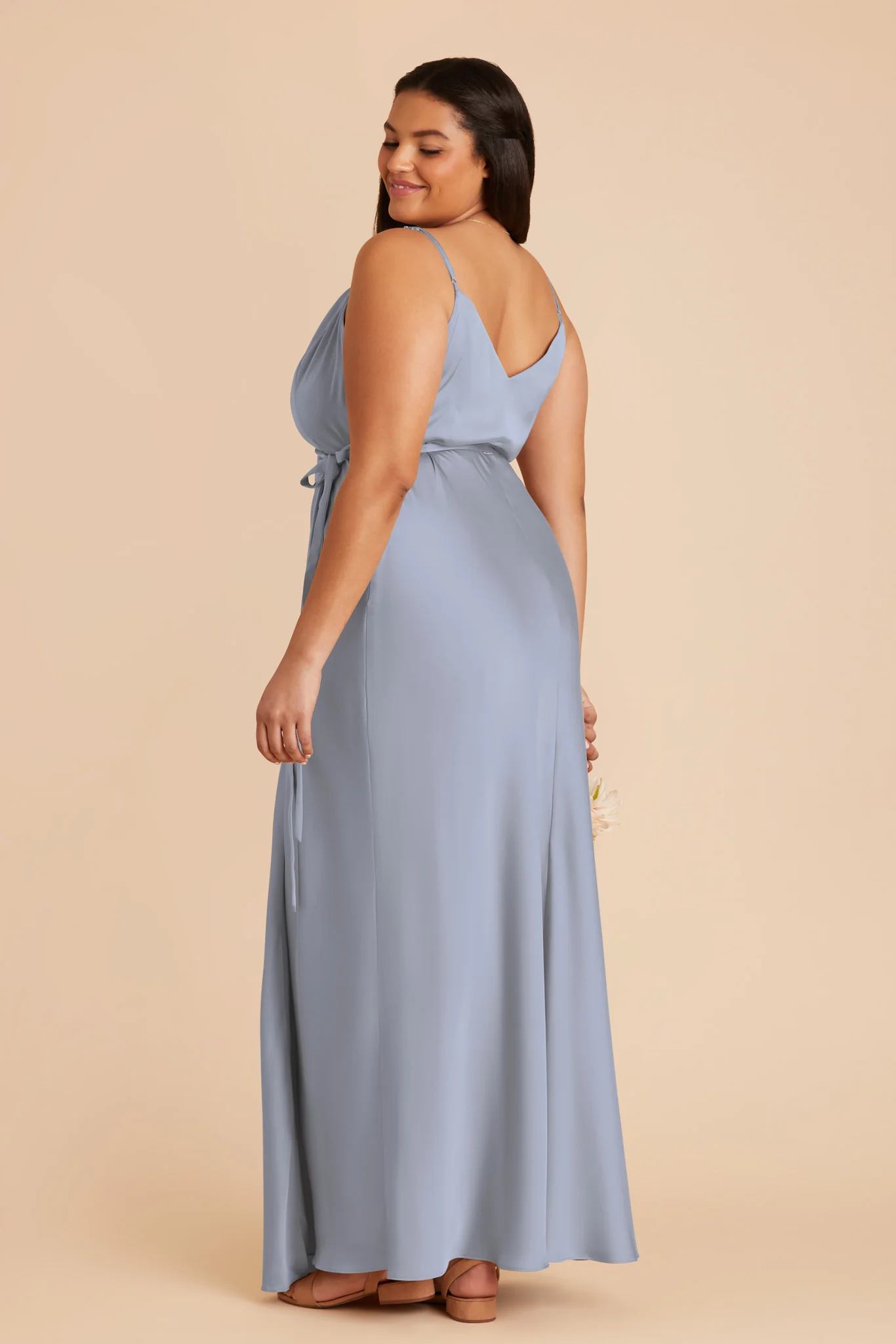 Cindy Matte Satin Dress - Dusty Blue - Image 9