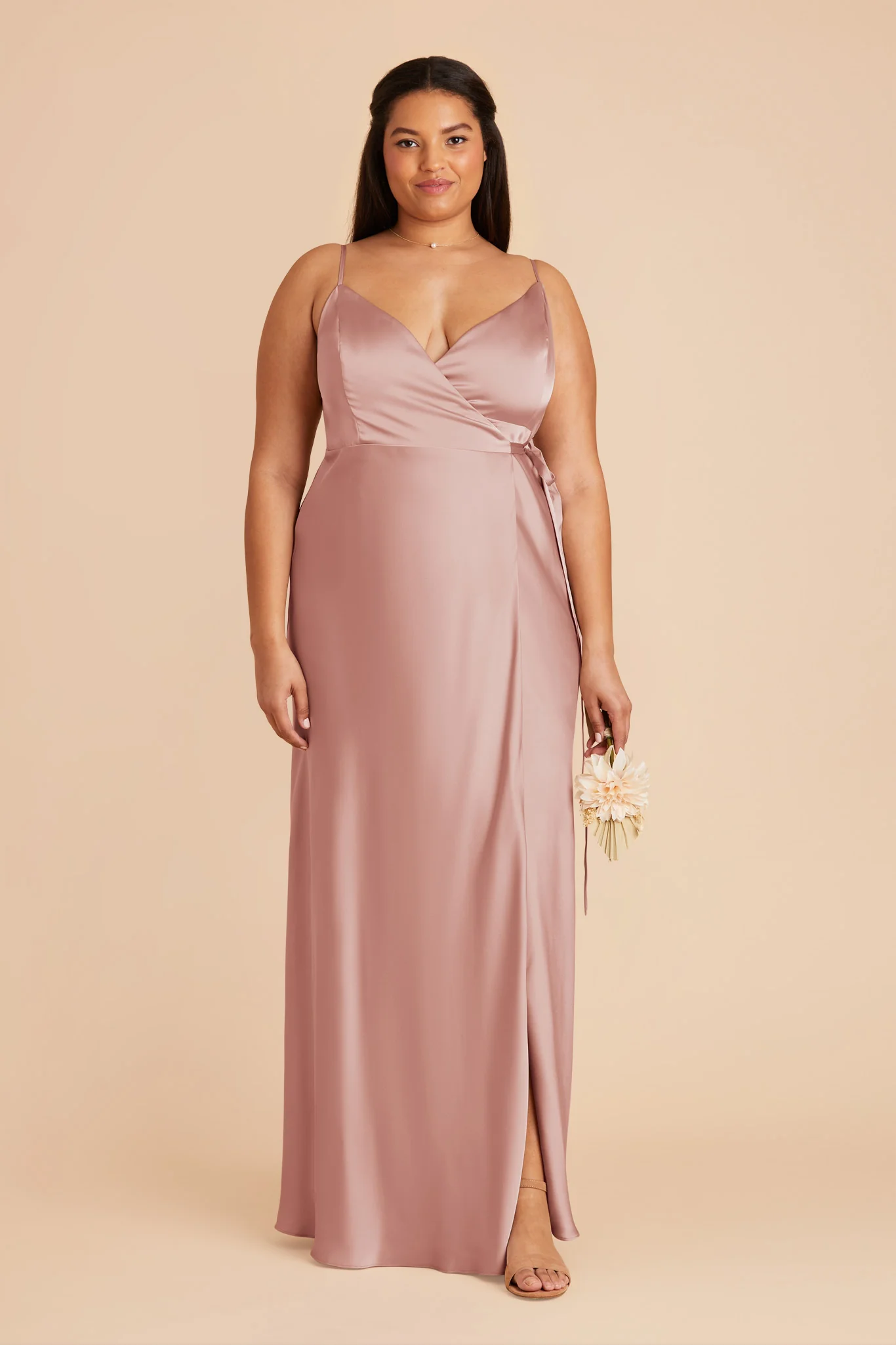 Cindy Matte Satin Dress - English Rose - Image 2