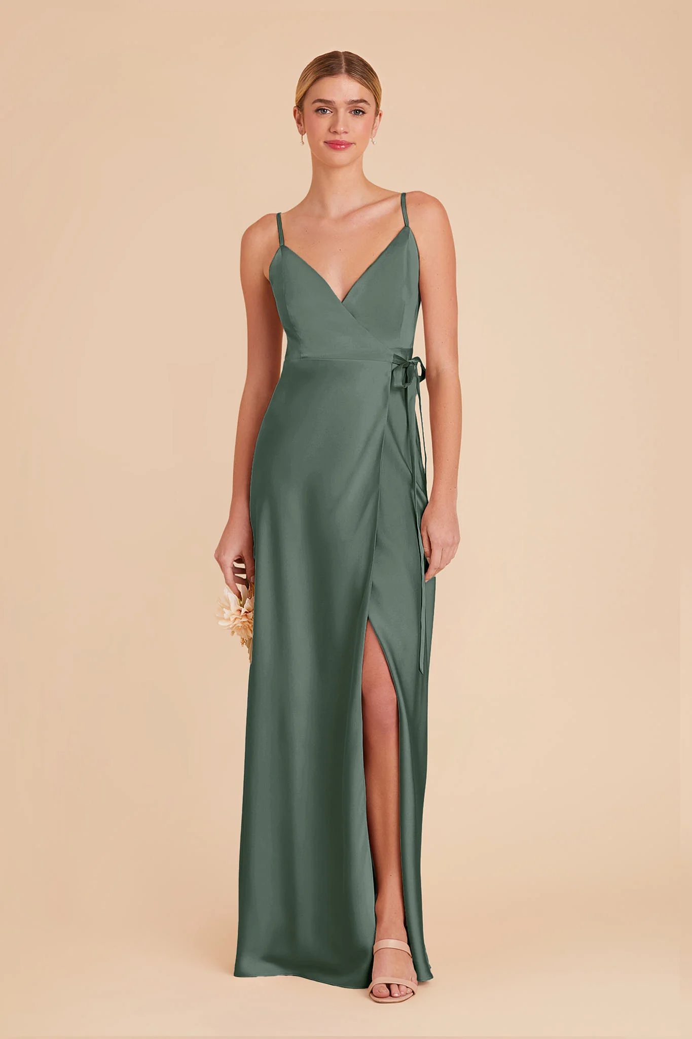 Cindy Matte Satin Dress - Eucalyptus