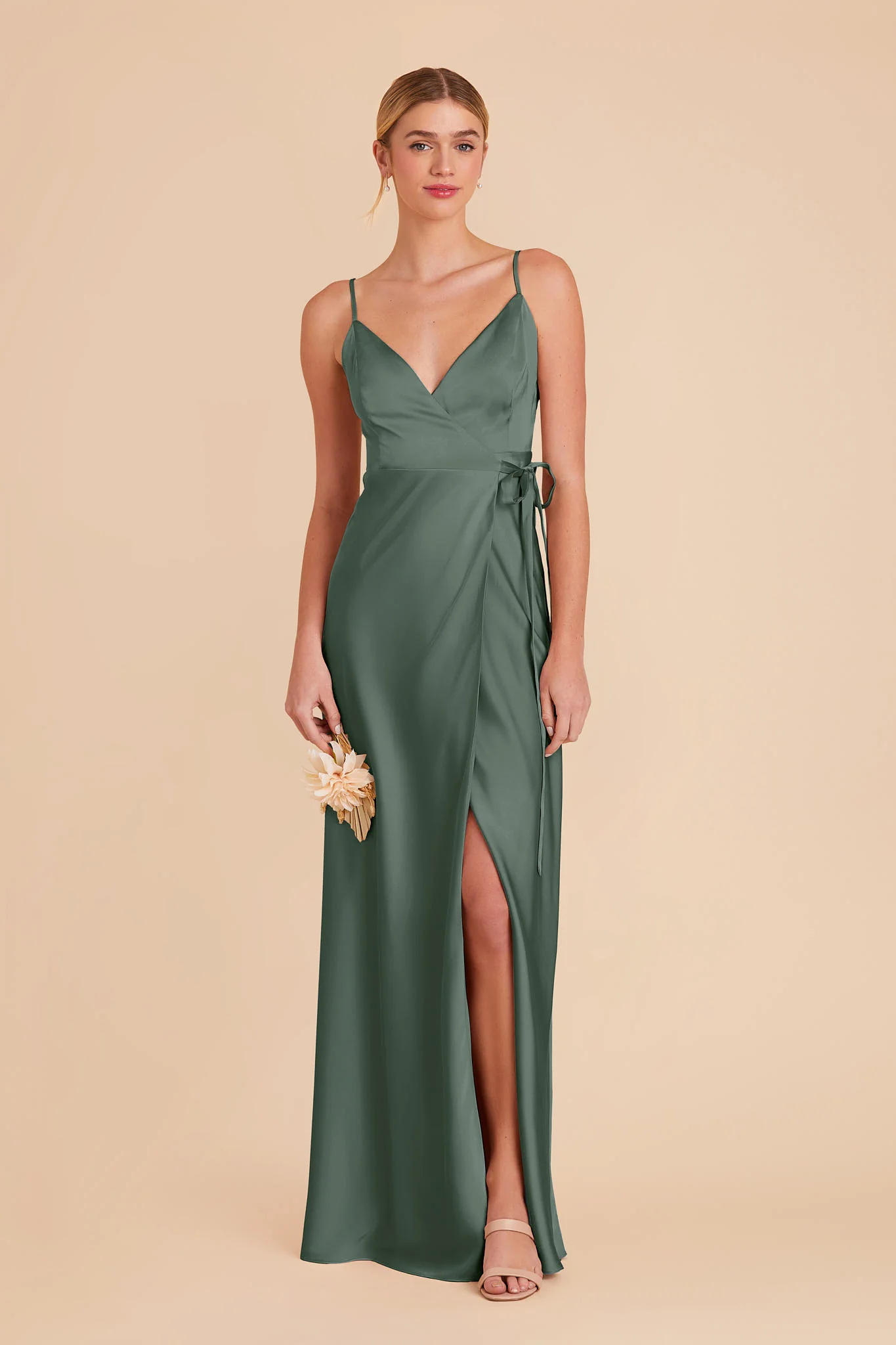 Cindy Matte Satin Dress - Eucalyptus - Image 3
