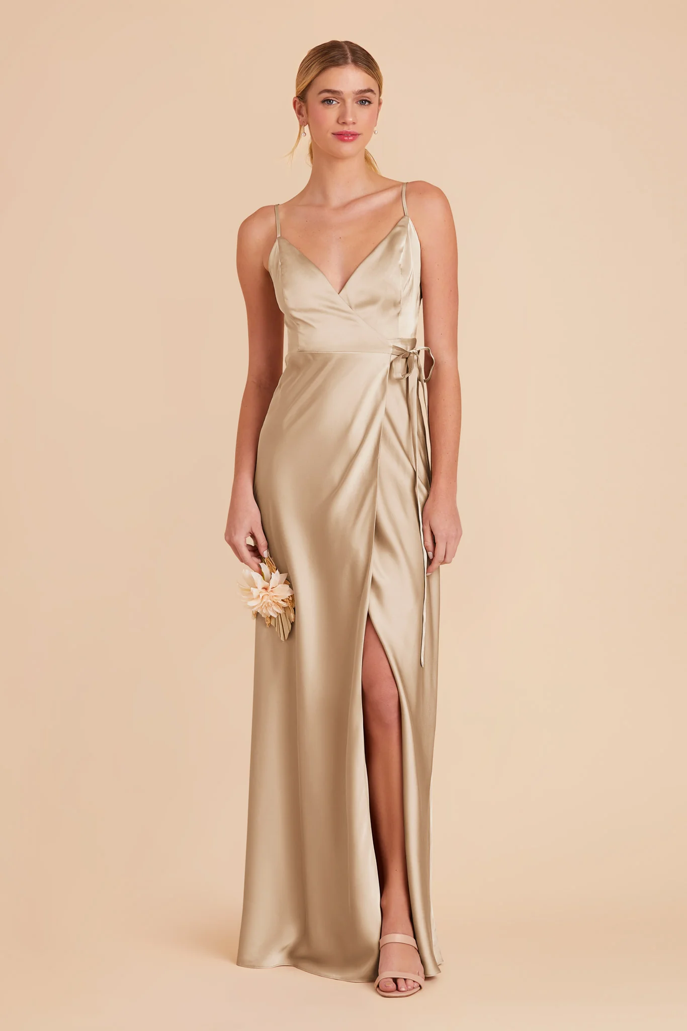 Cindy Matte Satin Dress - Gold - Image 3