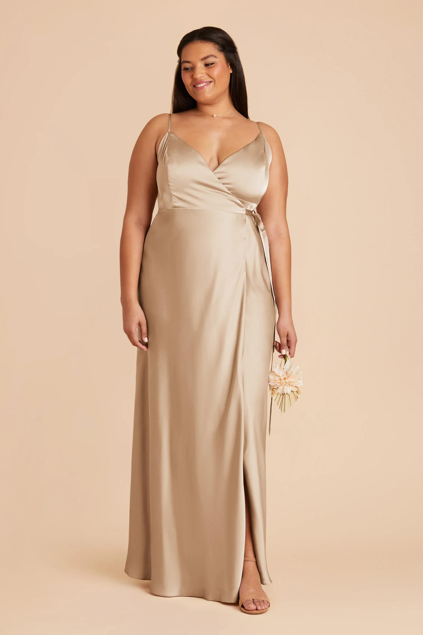 Cindy Matte Satin Dress - Gold - Image 6