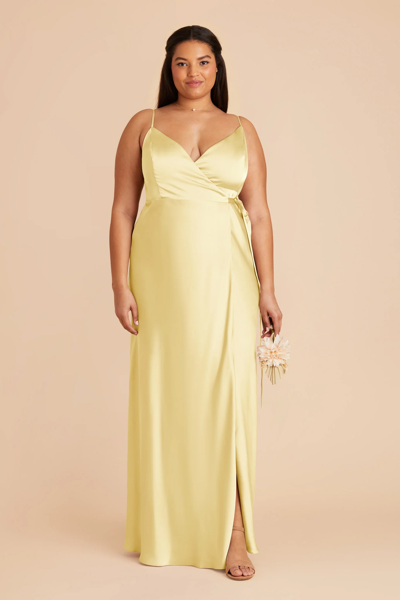 Cindy Matte Satin Dress - Lemon Sorbet - Image 2