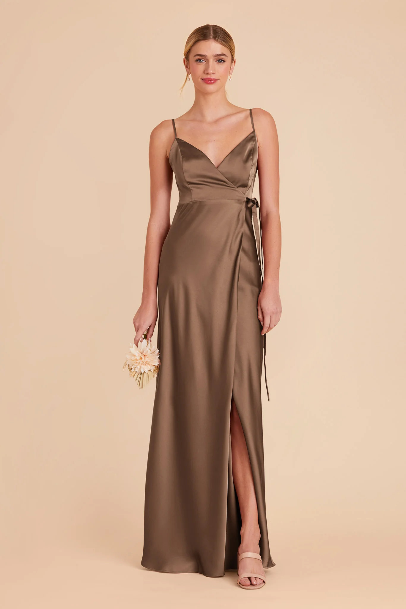 Cindy Matte Satin Dress - Mocha