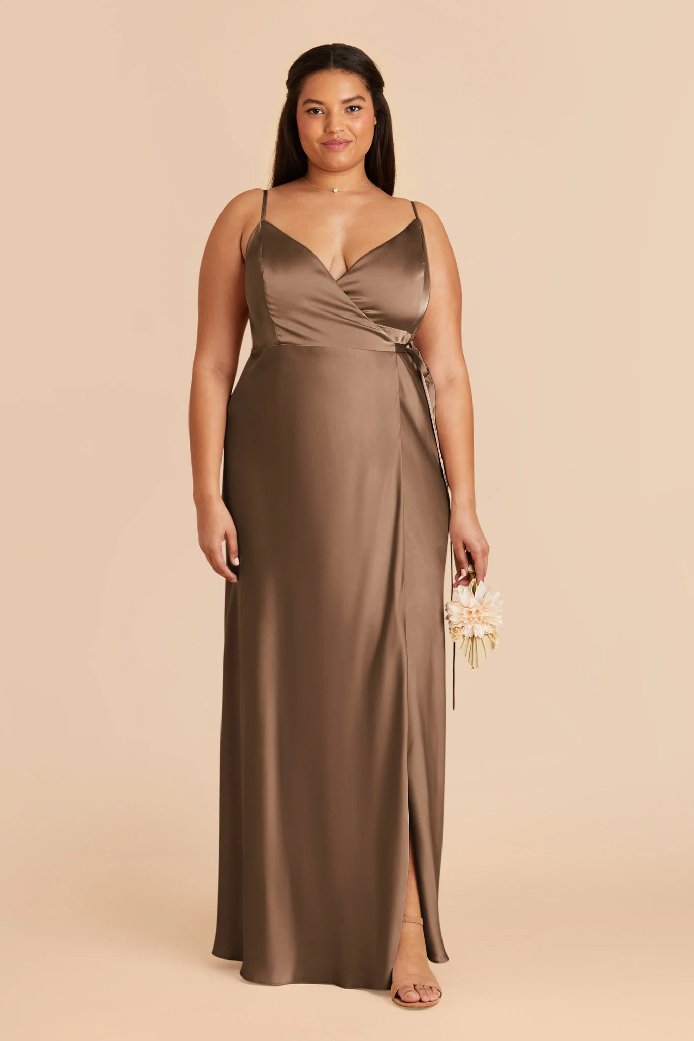 Cindy Matte Satin Dress - Mocha - Image 2