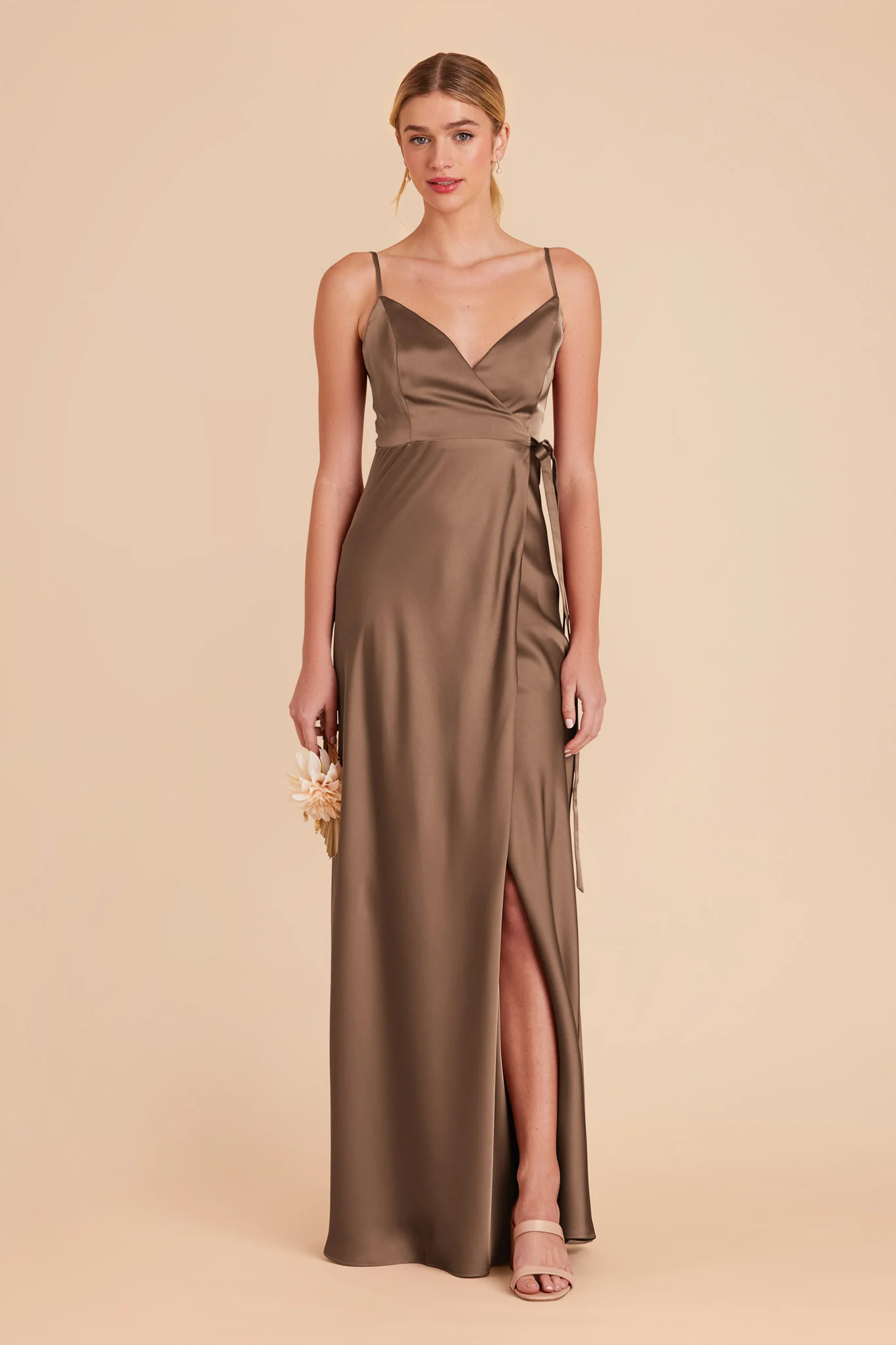 Cindy Matte Satin Dress - Mocha - Image 3