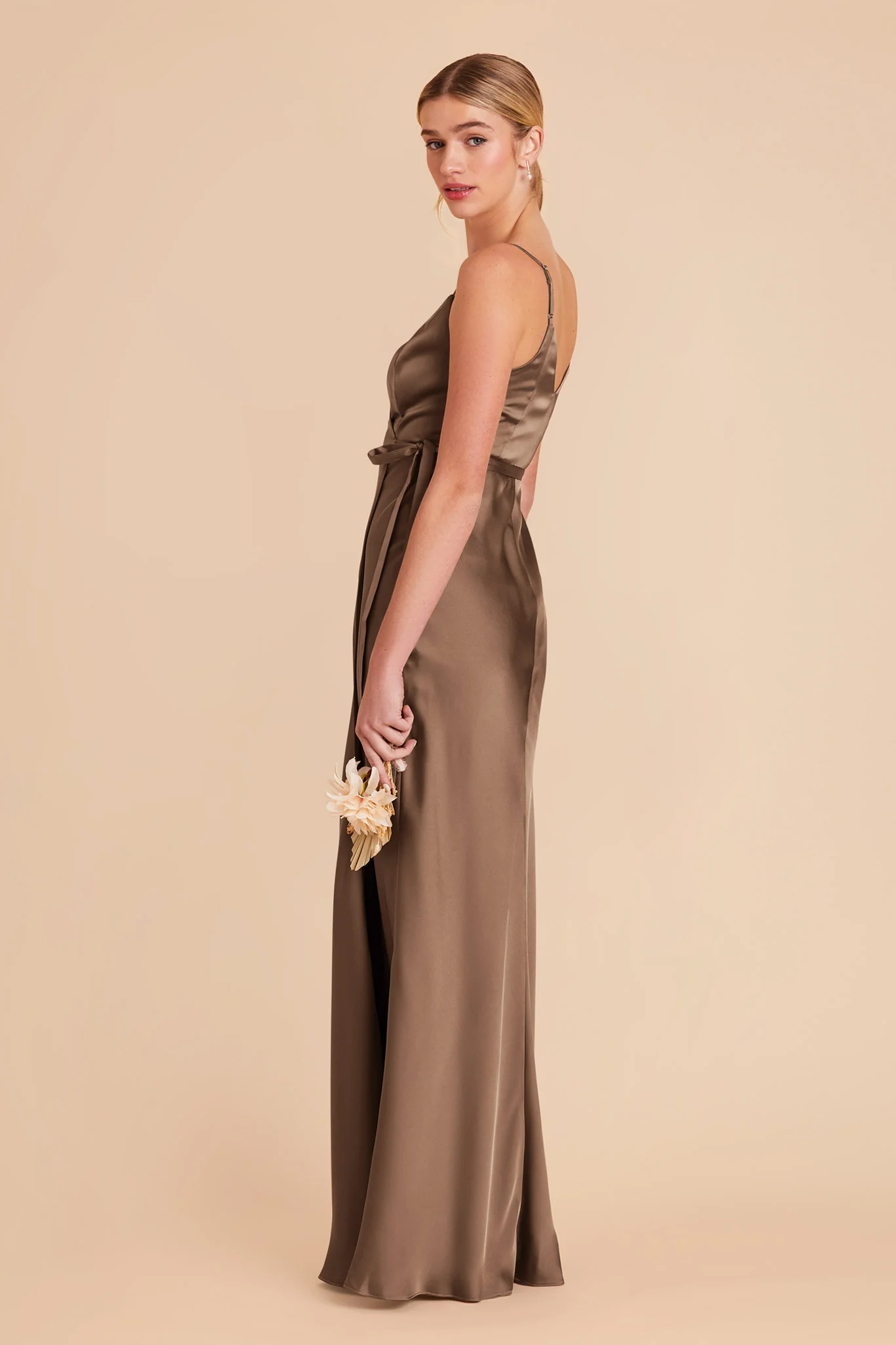 Cindy Matte Satin Dress - Mocha - Image 4