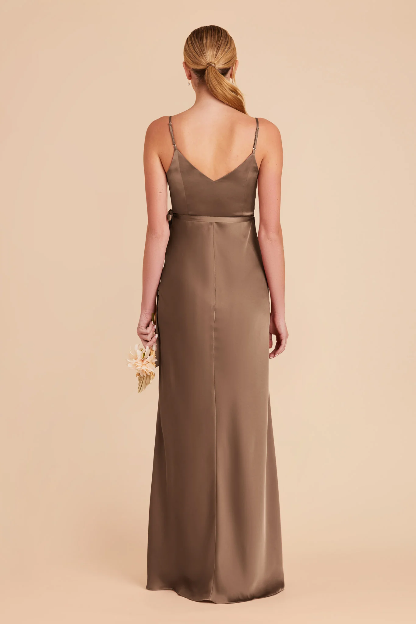 Cindy Matte Satin Dress - Mocha - Image 5