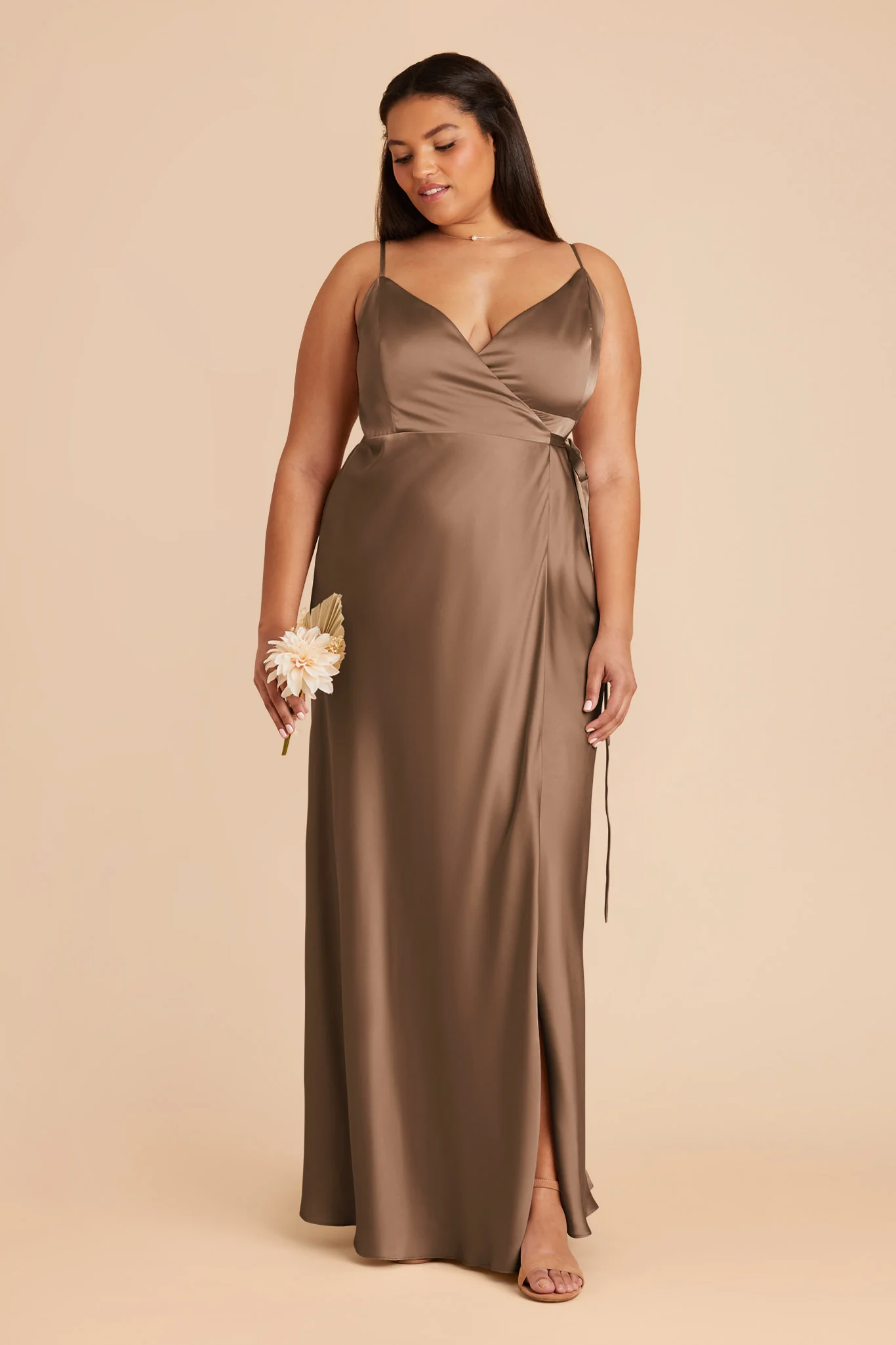 Cindy Matte Satin Dress - Mocha - Image 6