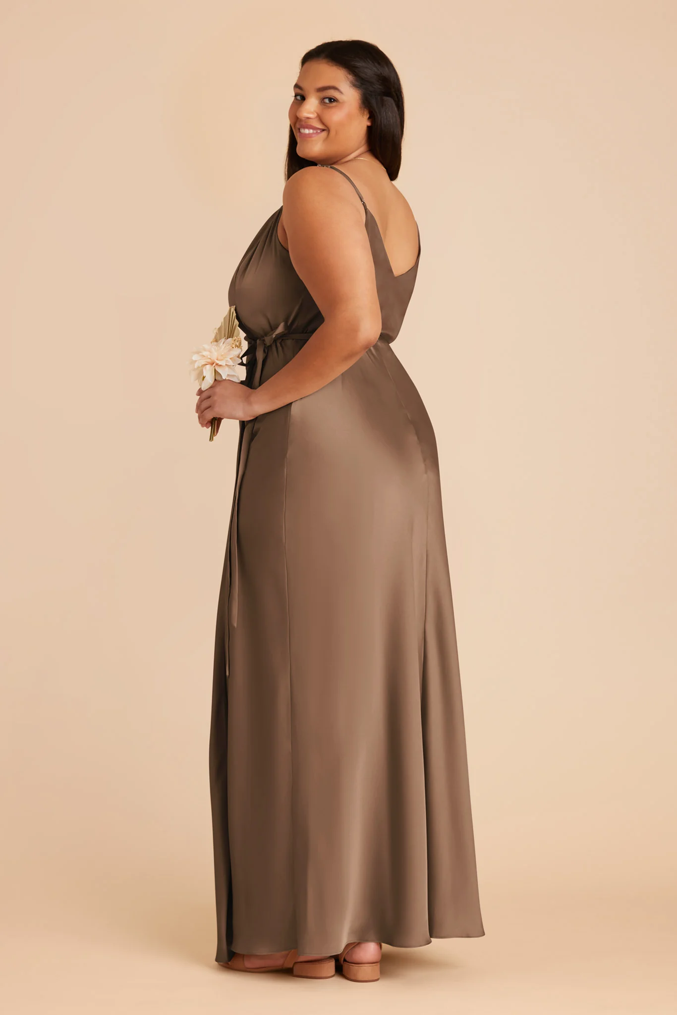 Cindy Matte Satin Dress - Mocha - Image 7