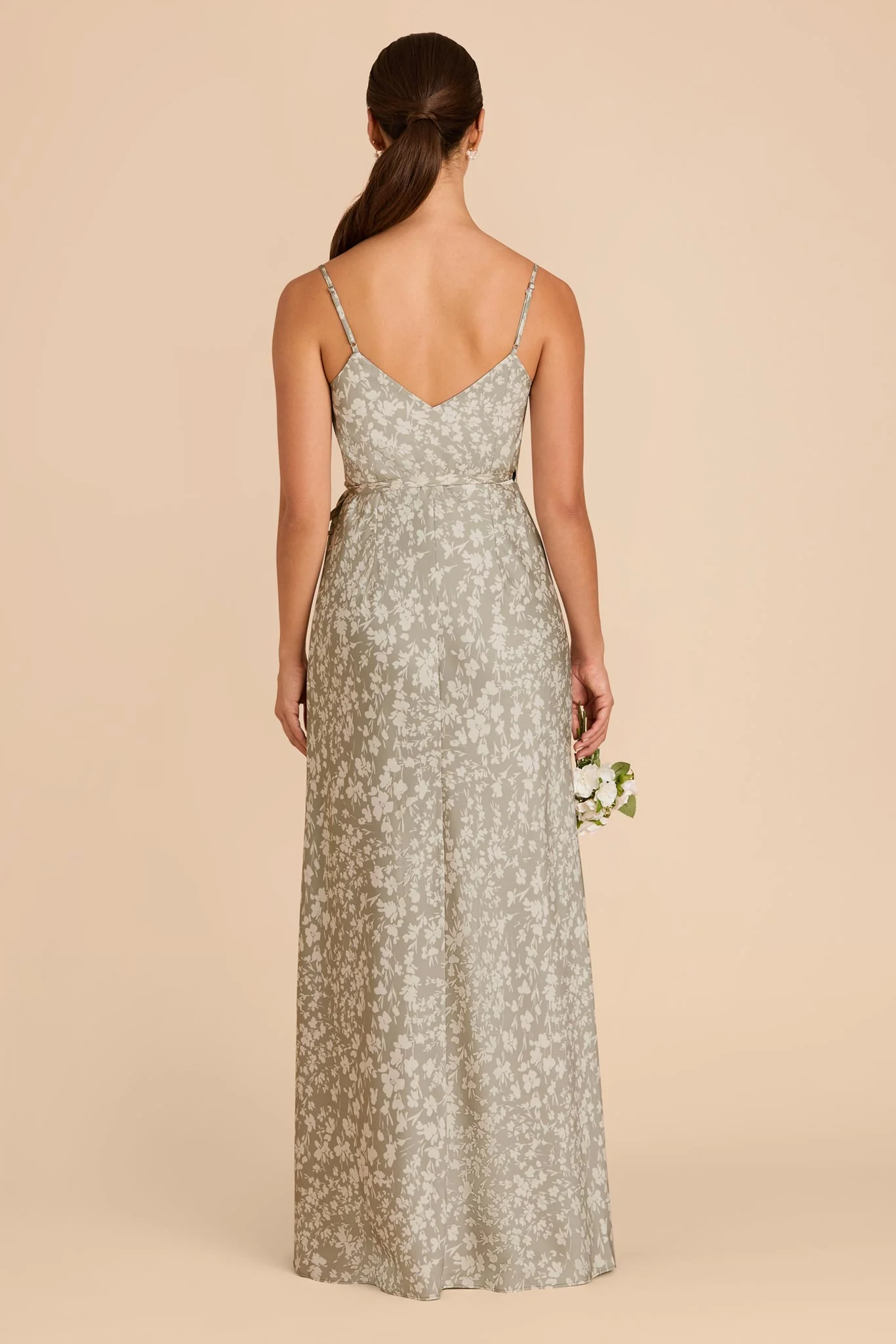 Cindy Matte Satin Dress - Moss Green Dreamy Floral - Image 4