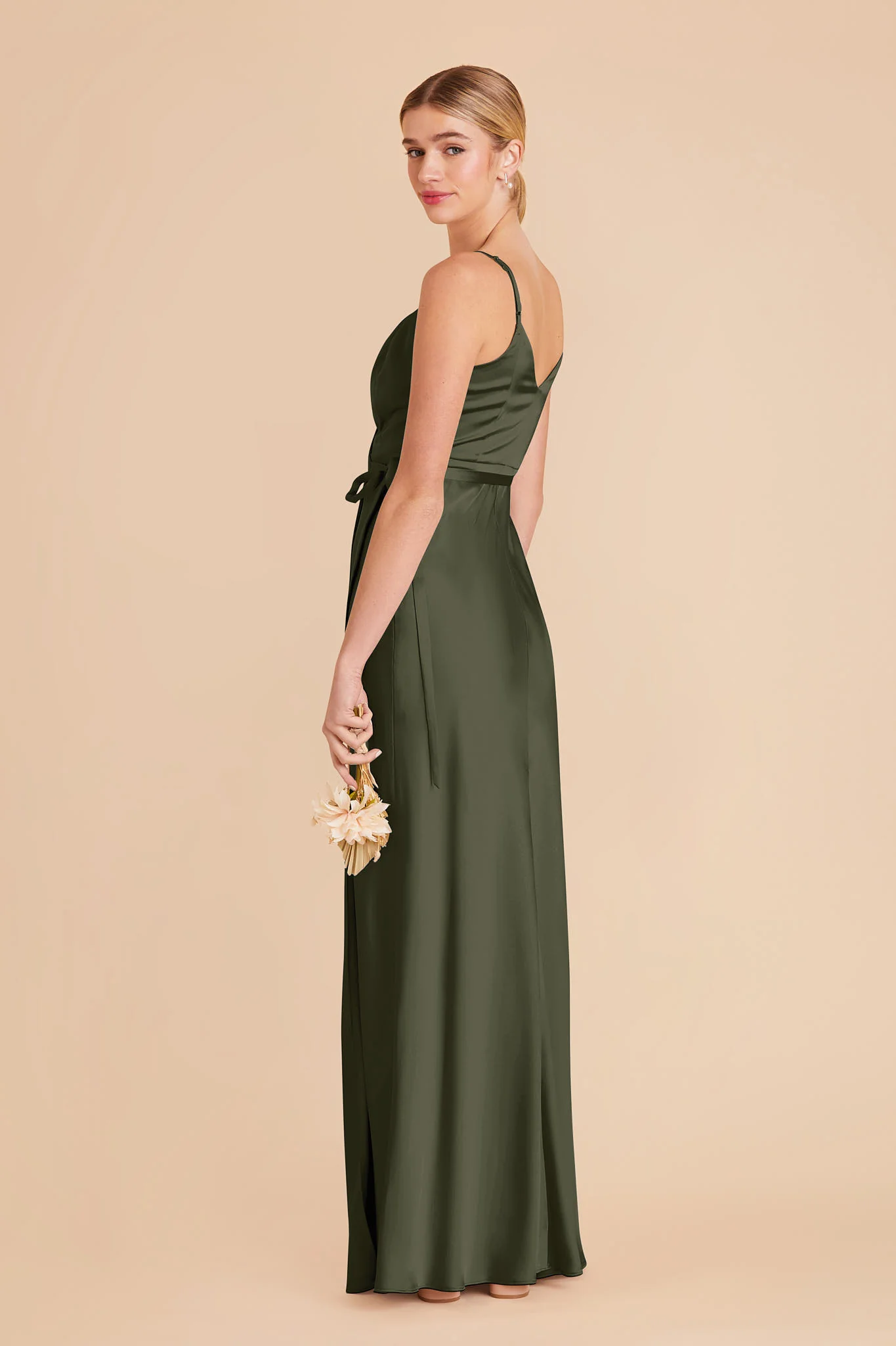 Cindy Matte Satin Dress - Olive - Image 4
