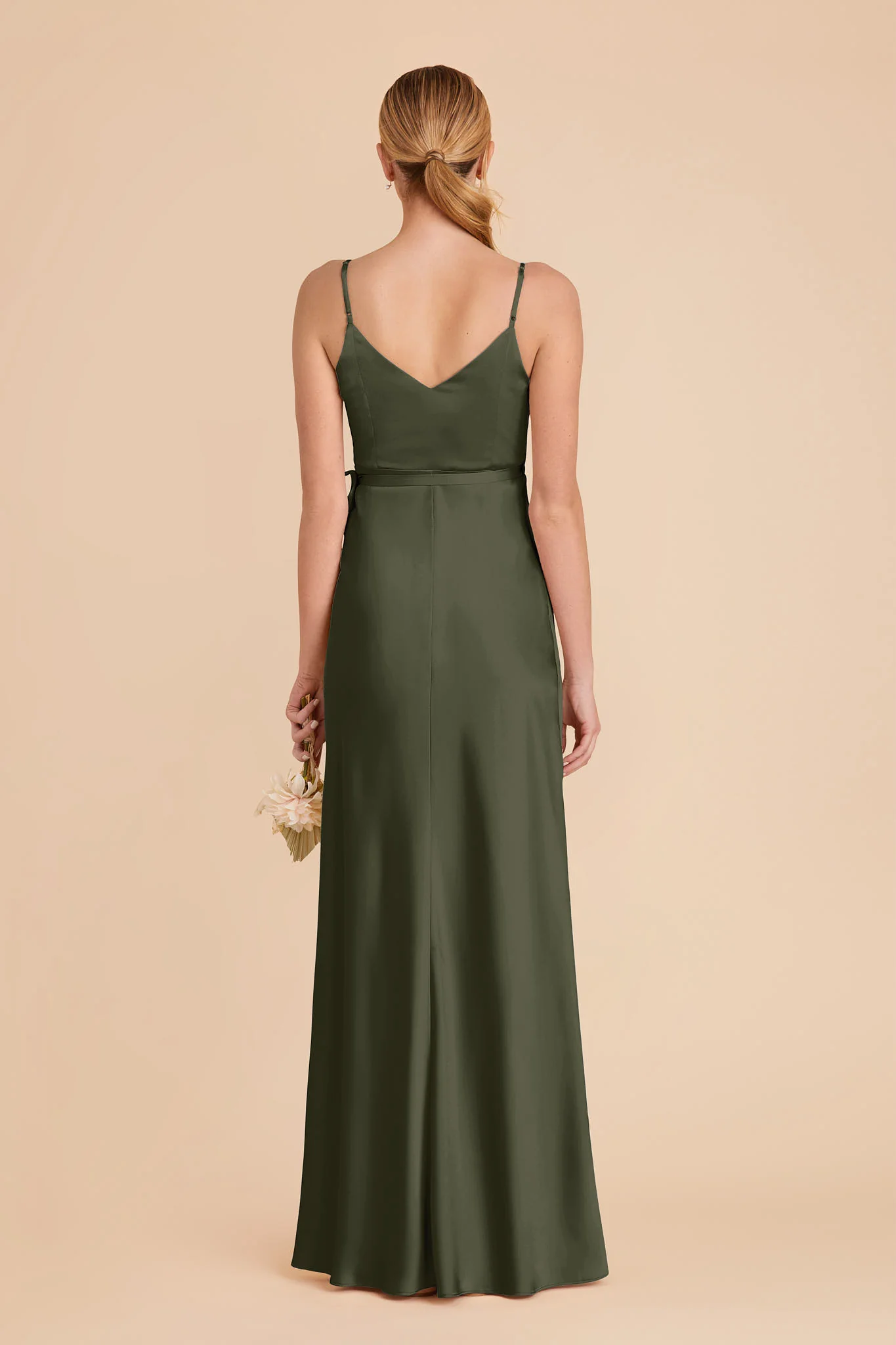 Cindy Matte Satin Dress - Olive - Image 5