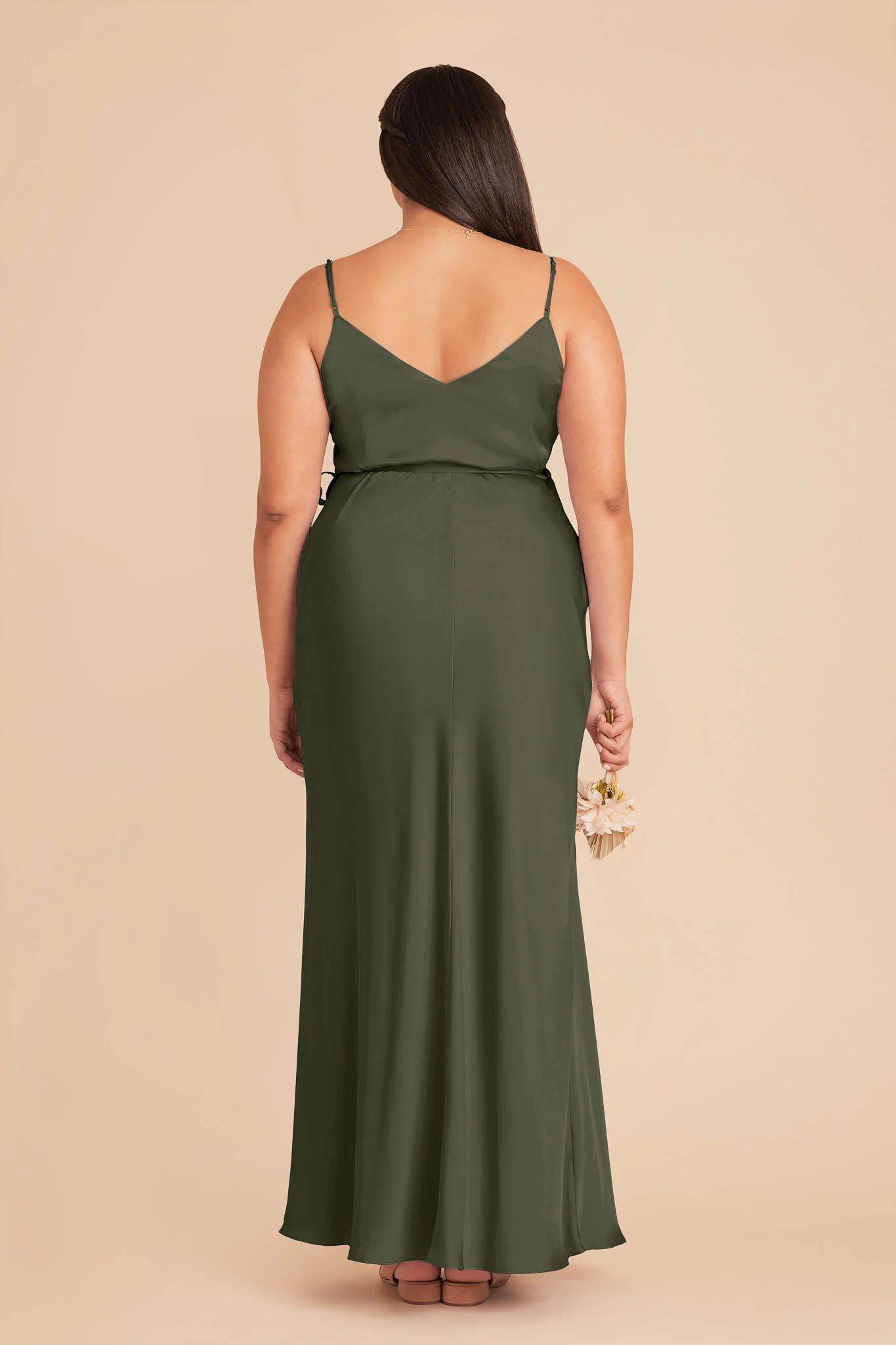 Cindy Matte Satin Dress - Olive - Image 7