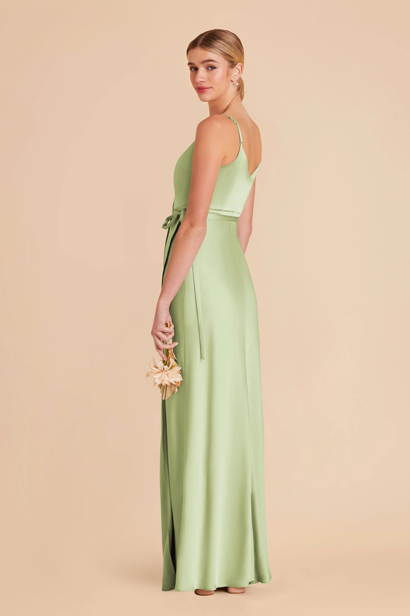 Cindy Matte Satin Dress - Pale Pistachio - Image 4