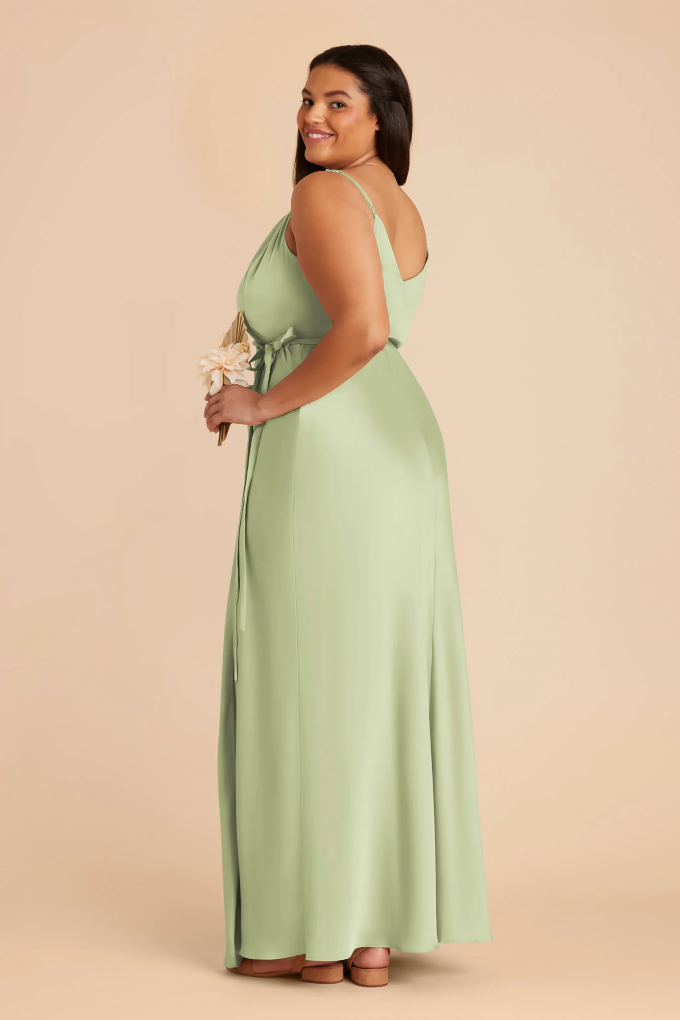 Cindy Matte Satin Dress - Pale Pistachio - Image 7