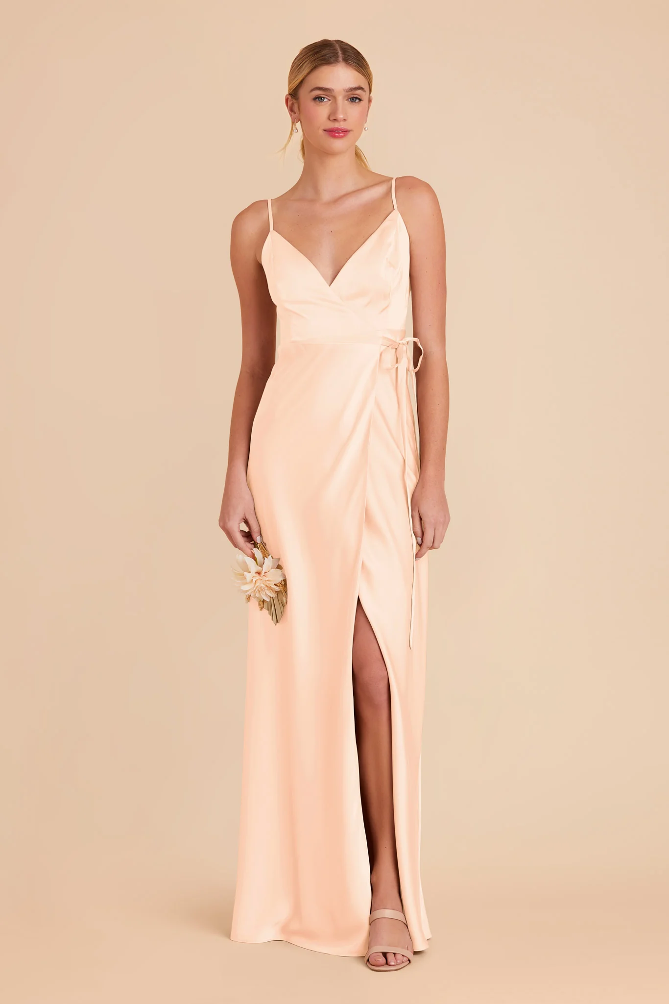 Cindy Matte Satin Dress - Peach Cream - Image 3