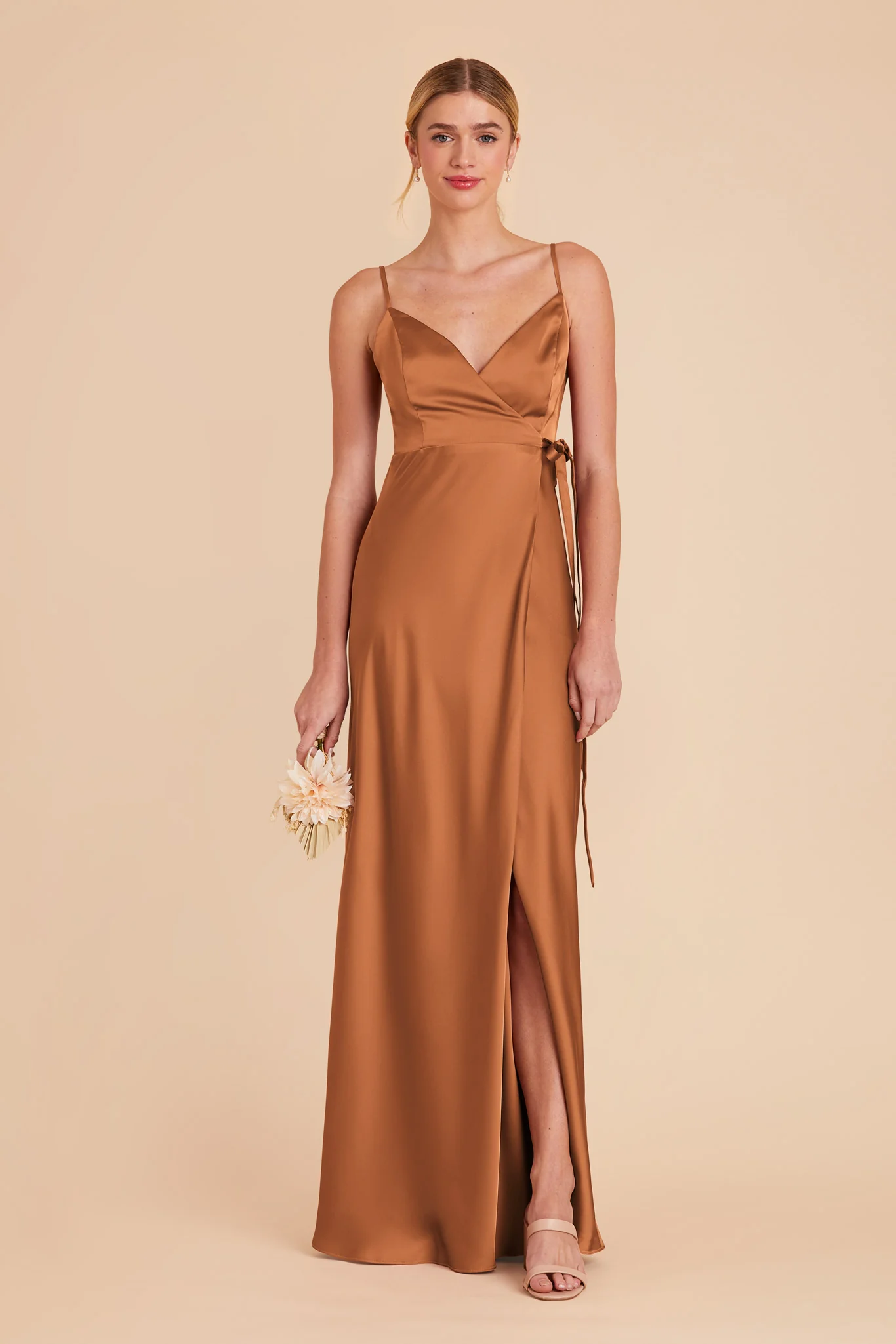 Cindy Matte Satin Dress - Rust