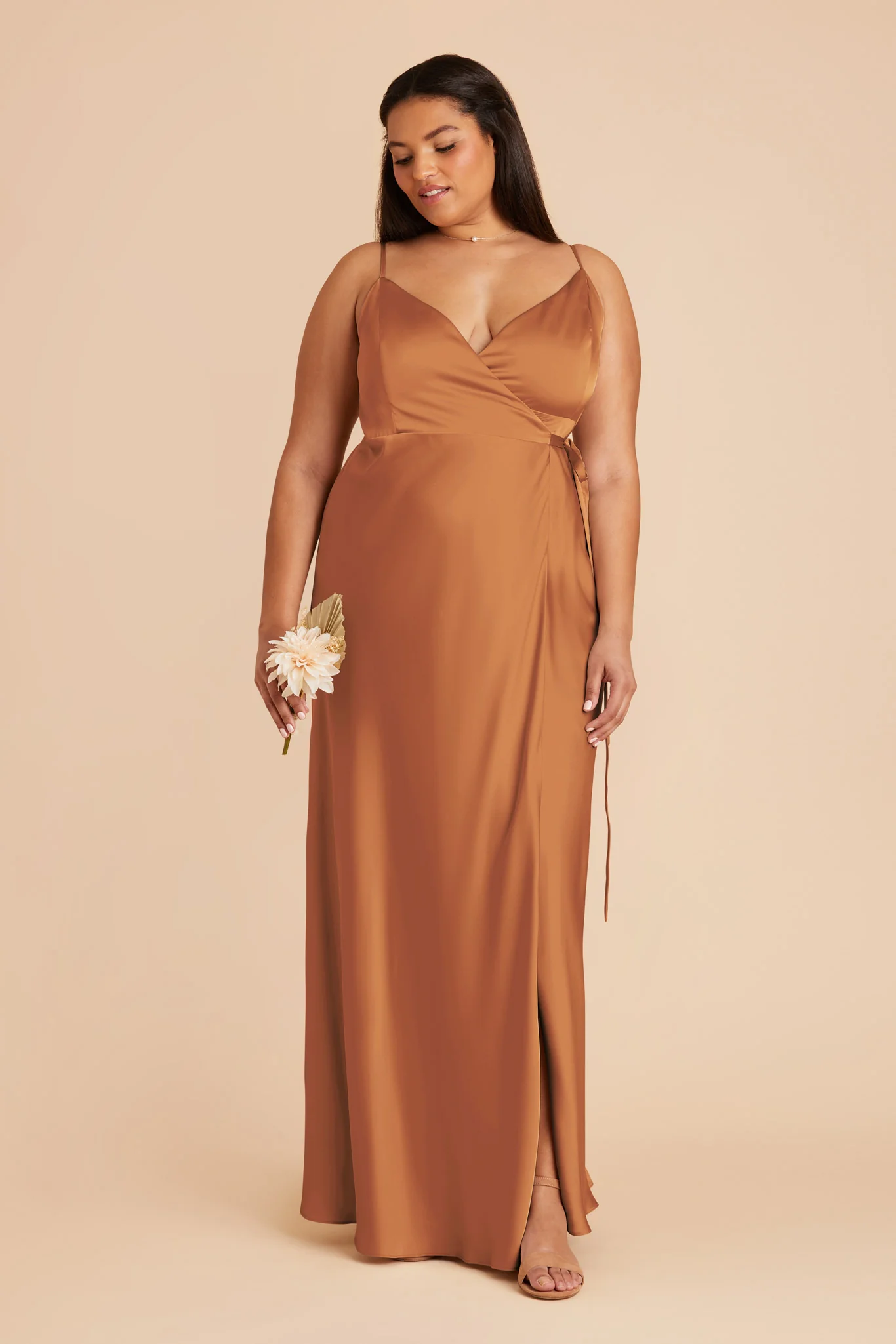 Cindy Matte Satin Dress - Rust - Image 2