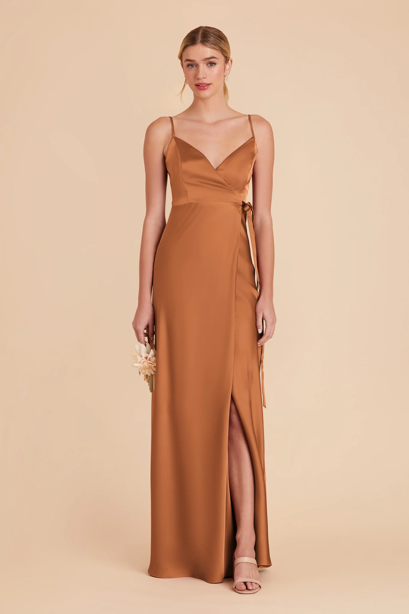 Cindy Matte Satin Dress - Rust - Image 3