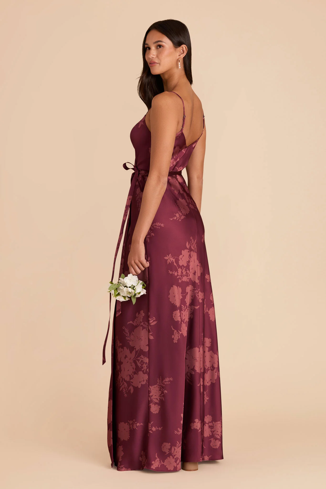 Cindy Matte Satin Dress - Sangria Whimsical Blooms - Image 4