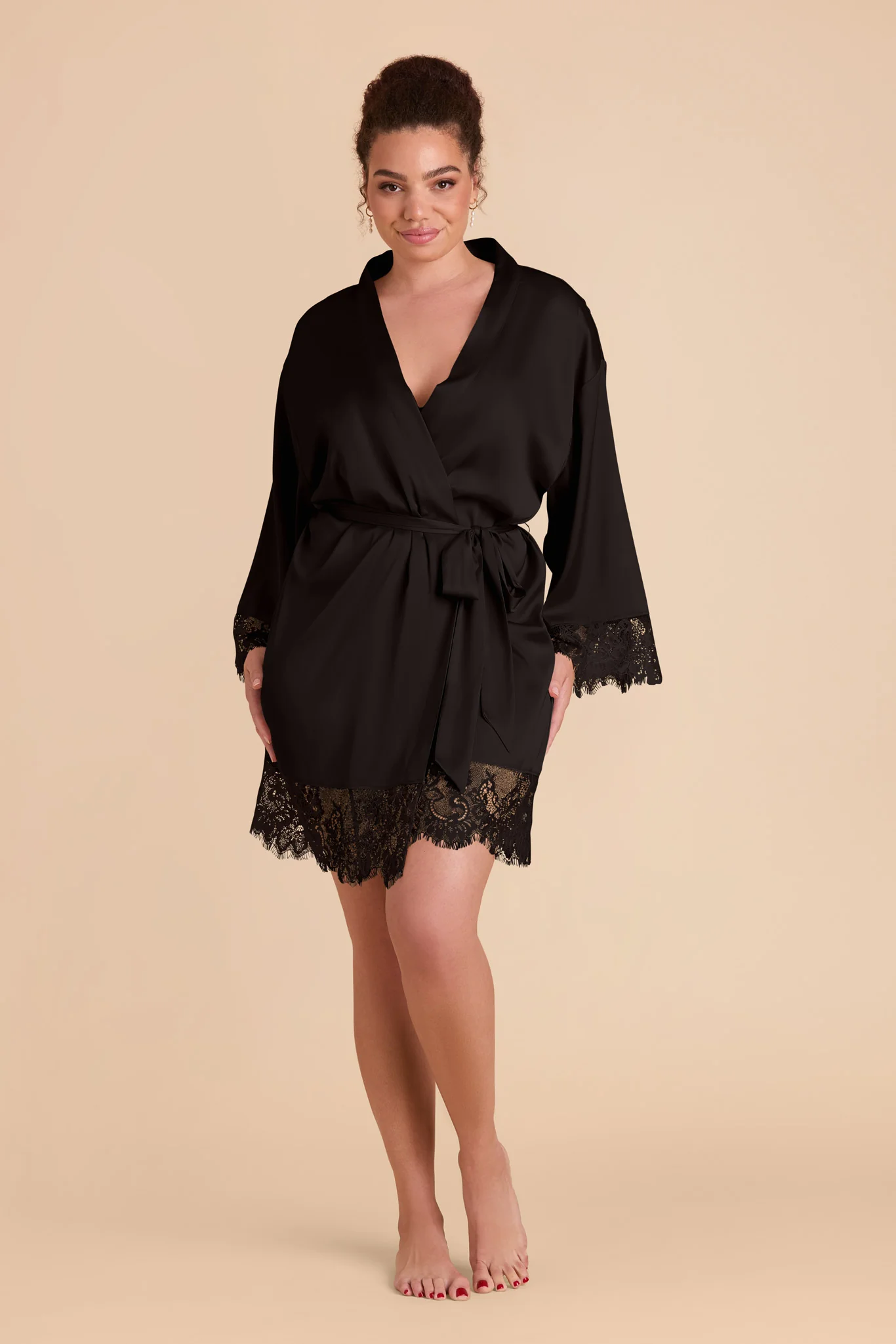 Claudette Lace Robe - Black - Image 3