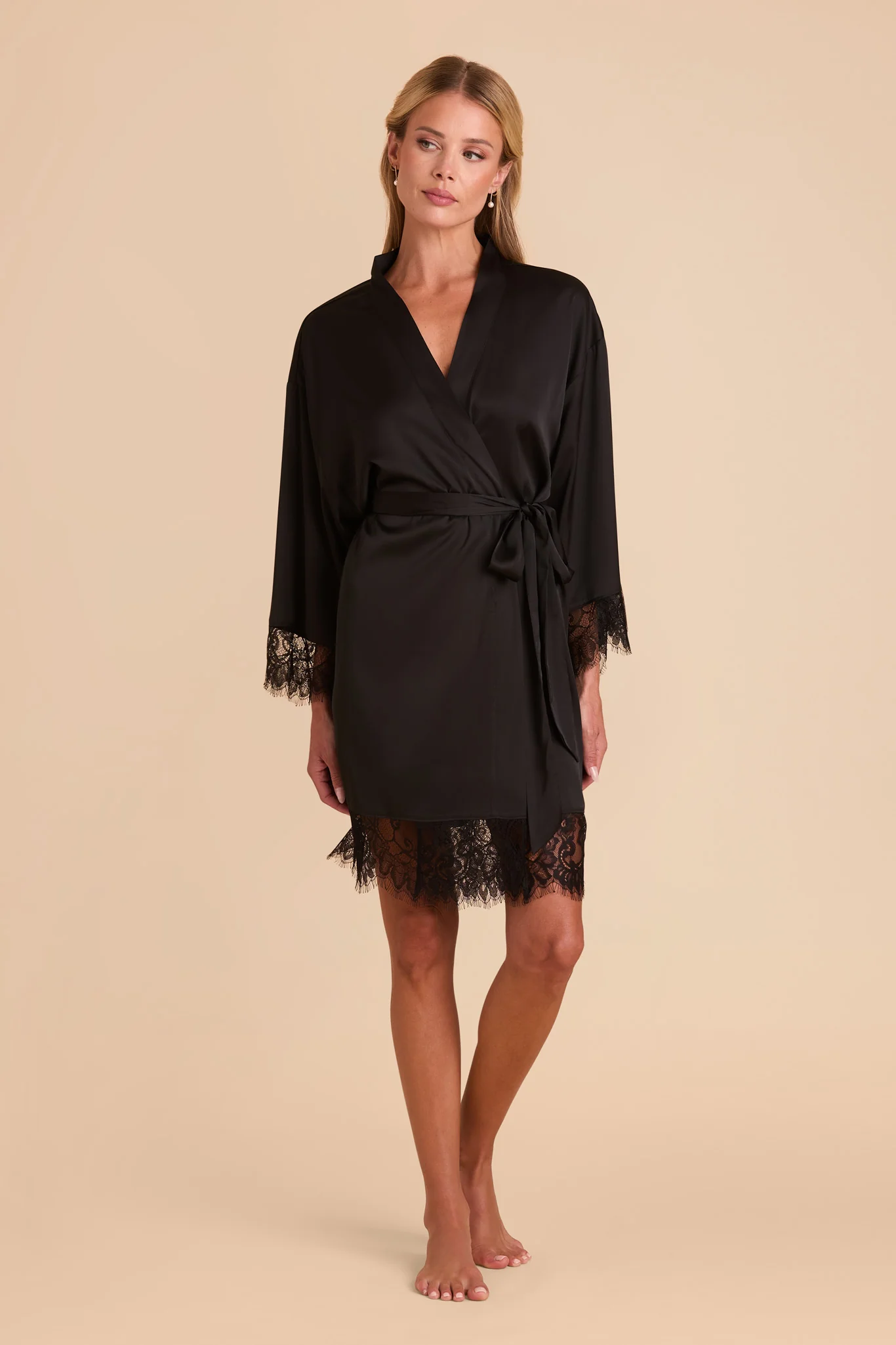 Claudette Lace Robe - Black - Image 4