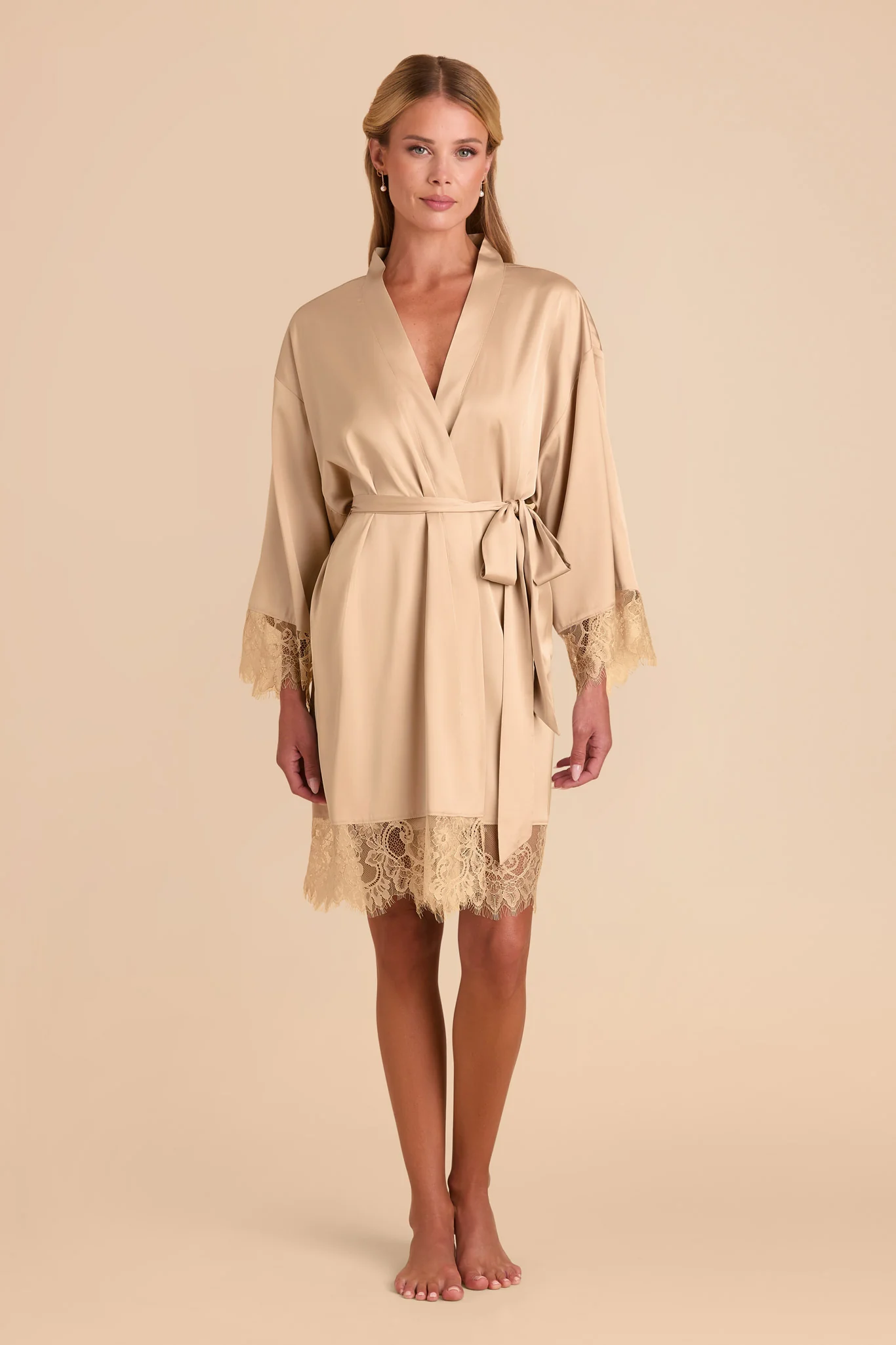 Claudette Lace Robe - Champagne