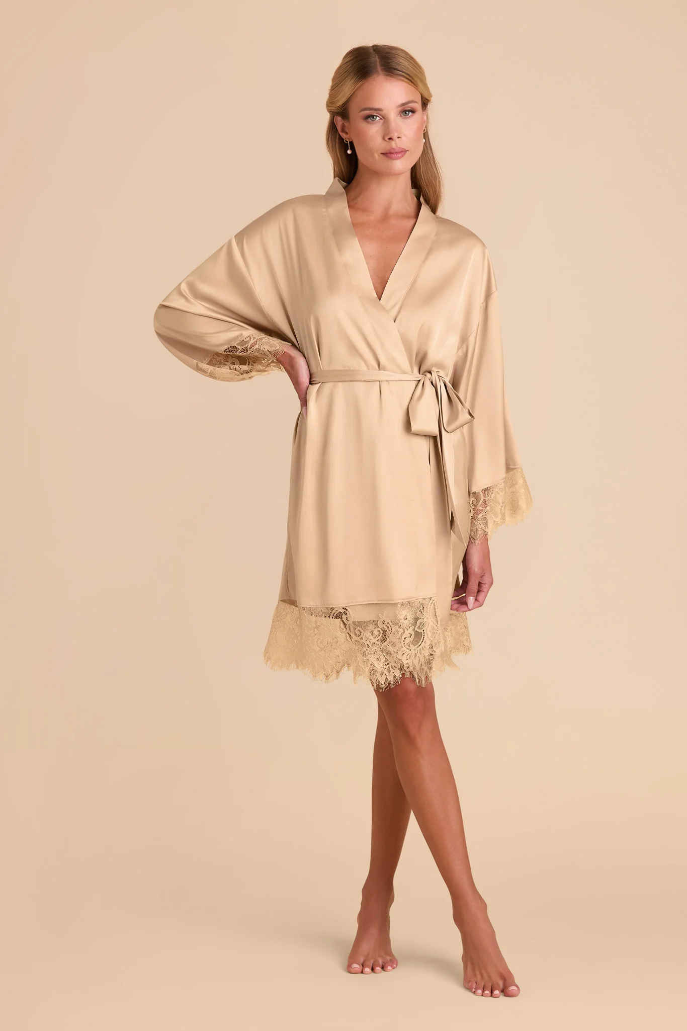 Claudette Lace Robe - Champagne - Image 4