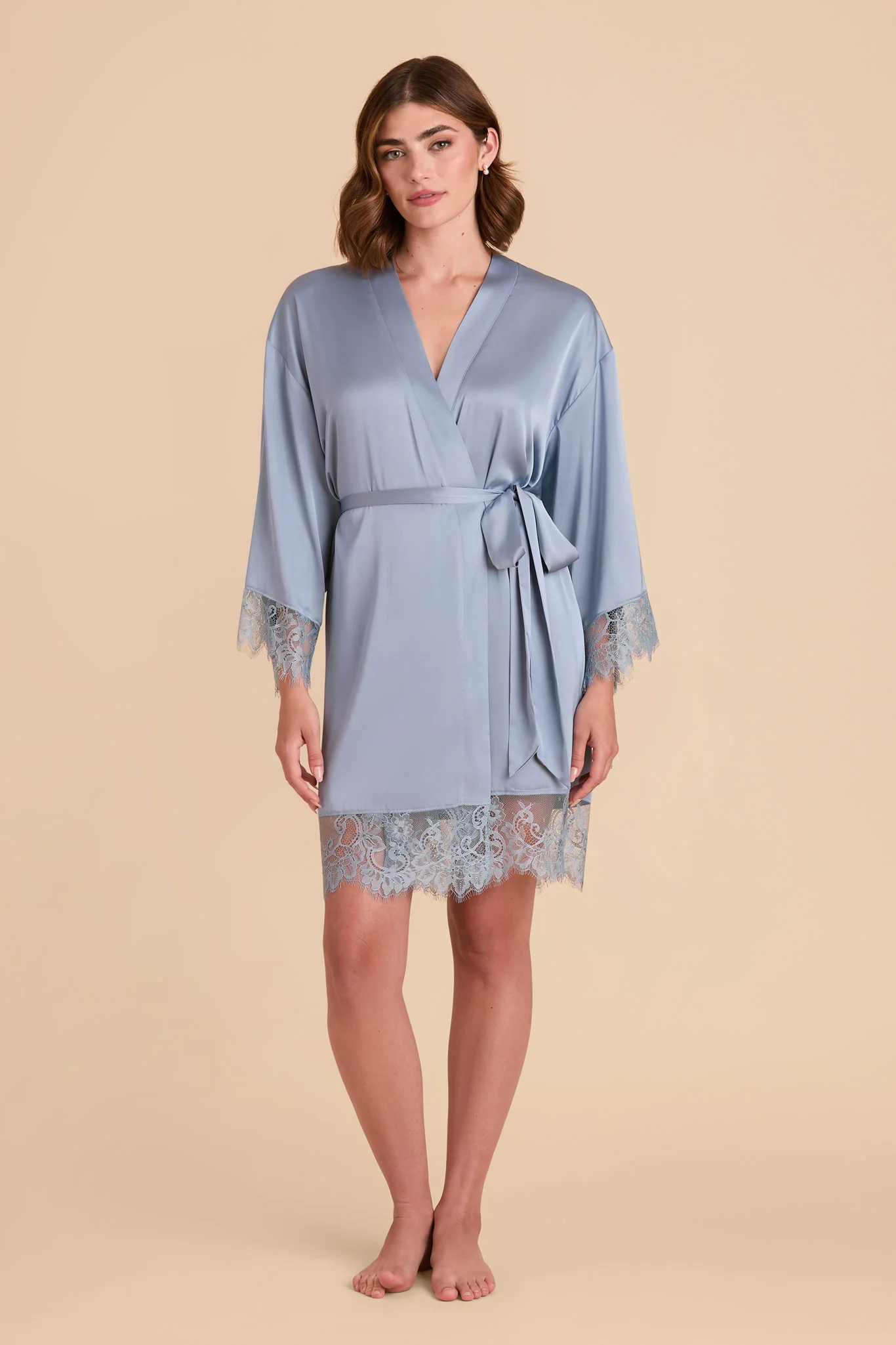 Claudette Lace Robe - Dusty Blue - Image 3