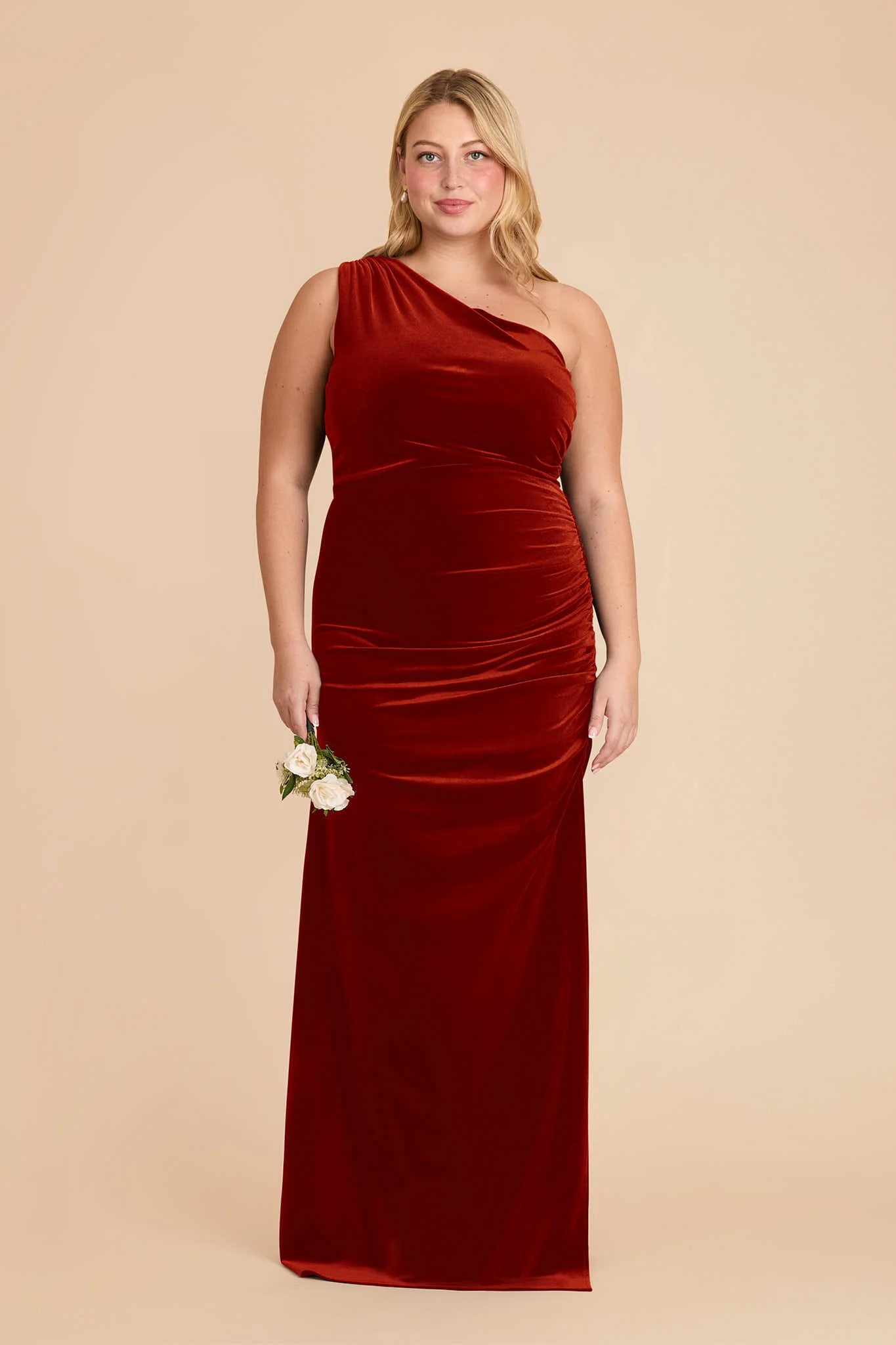 Claudia Velvet Dress - Burnt Orange - Image 2