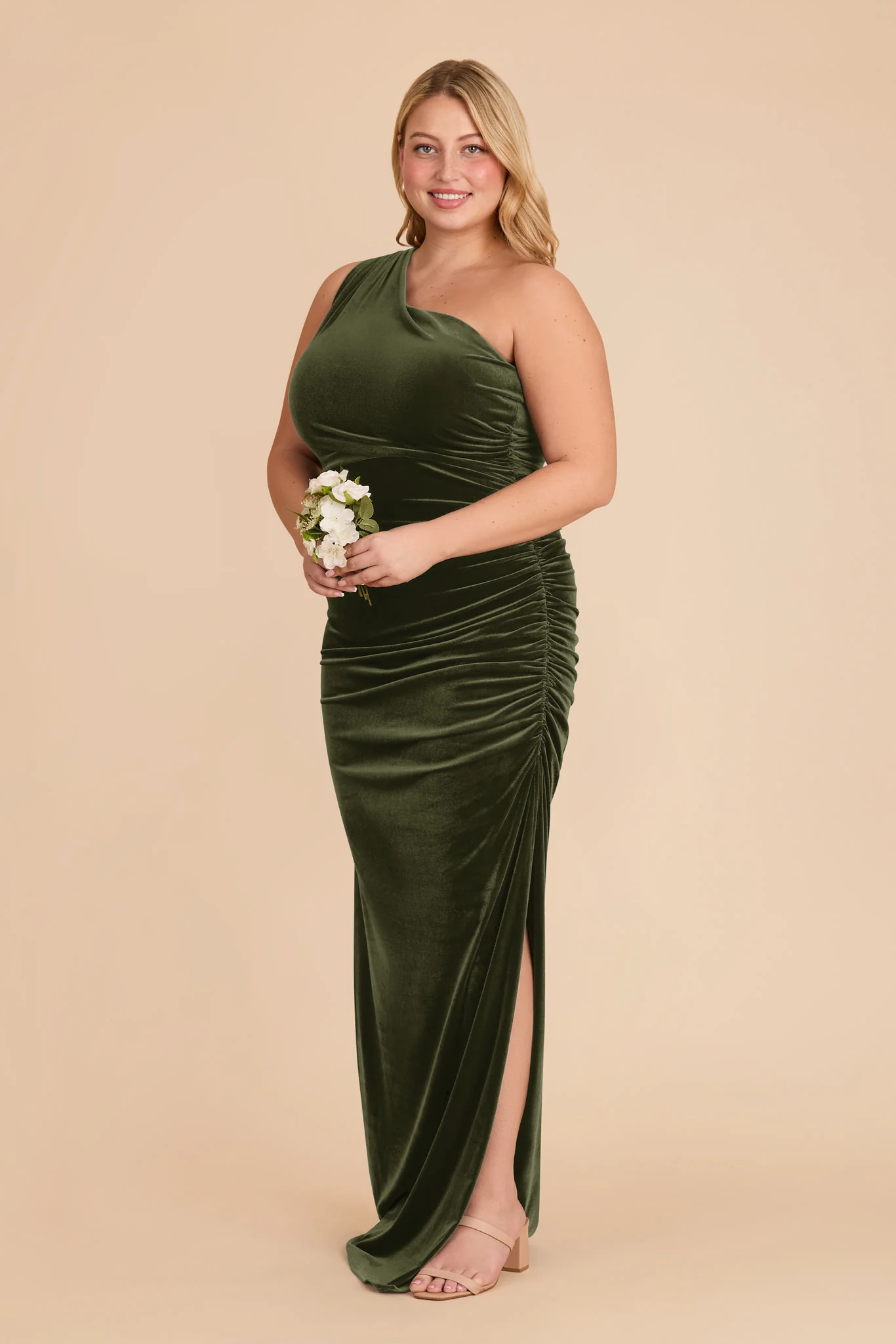 Claudia Velvet Dress - Olive - Image 6