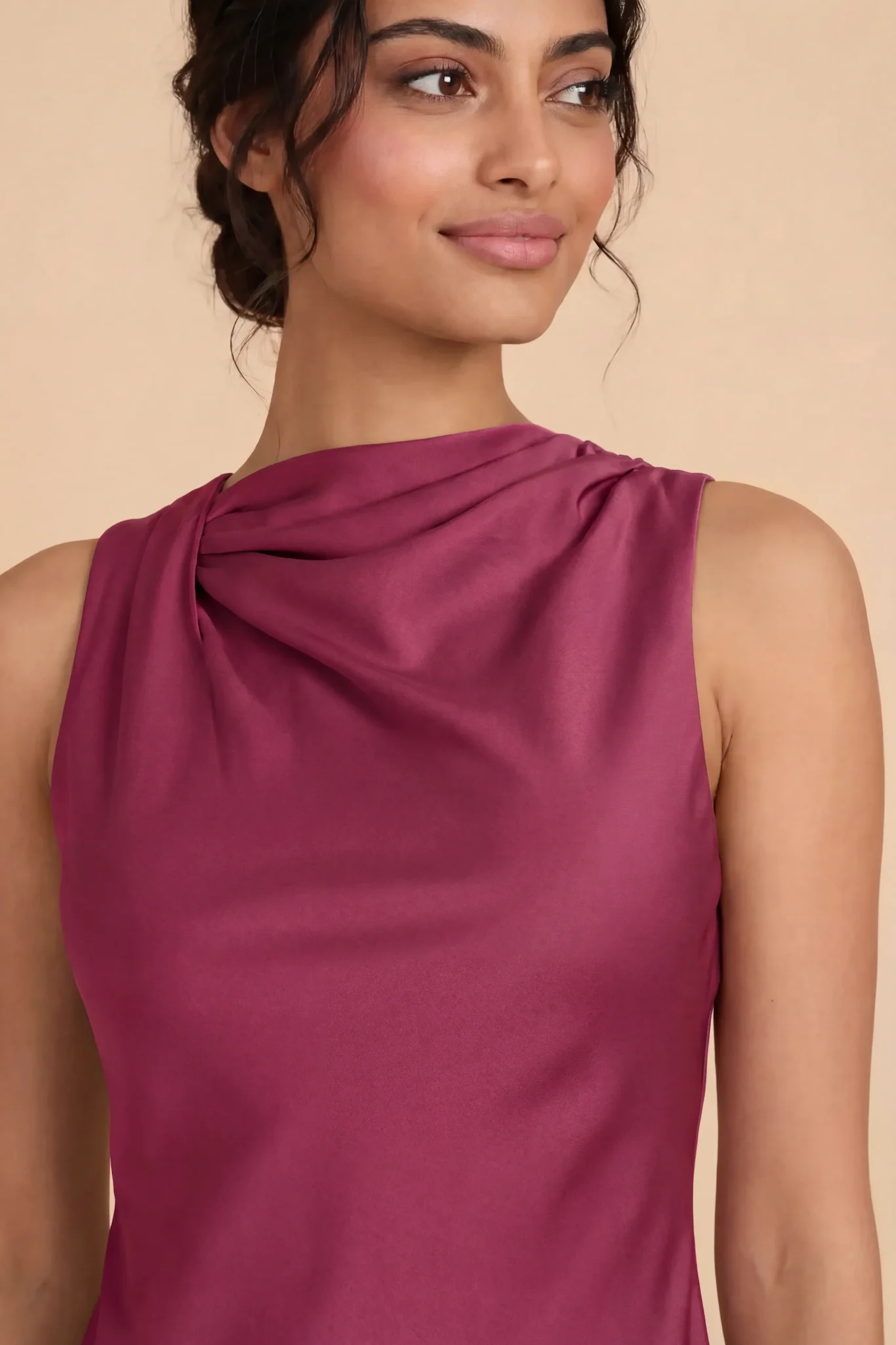 Daisy Matte Satin Dress - Berry - Image 5