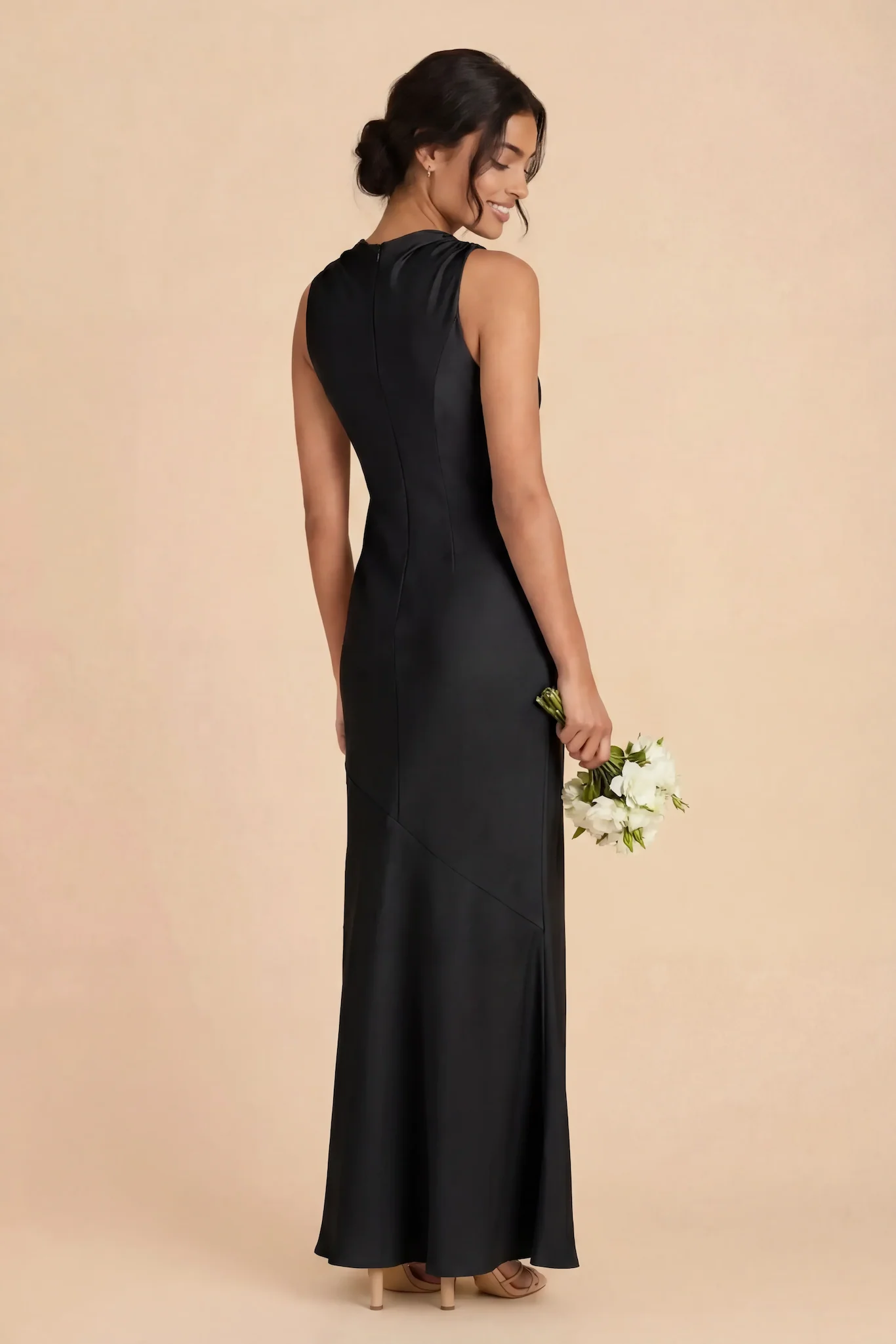 Daisy Matte Satin Dress - Black - Image 3