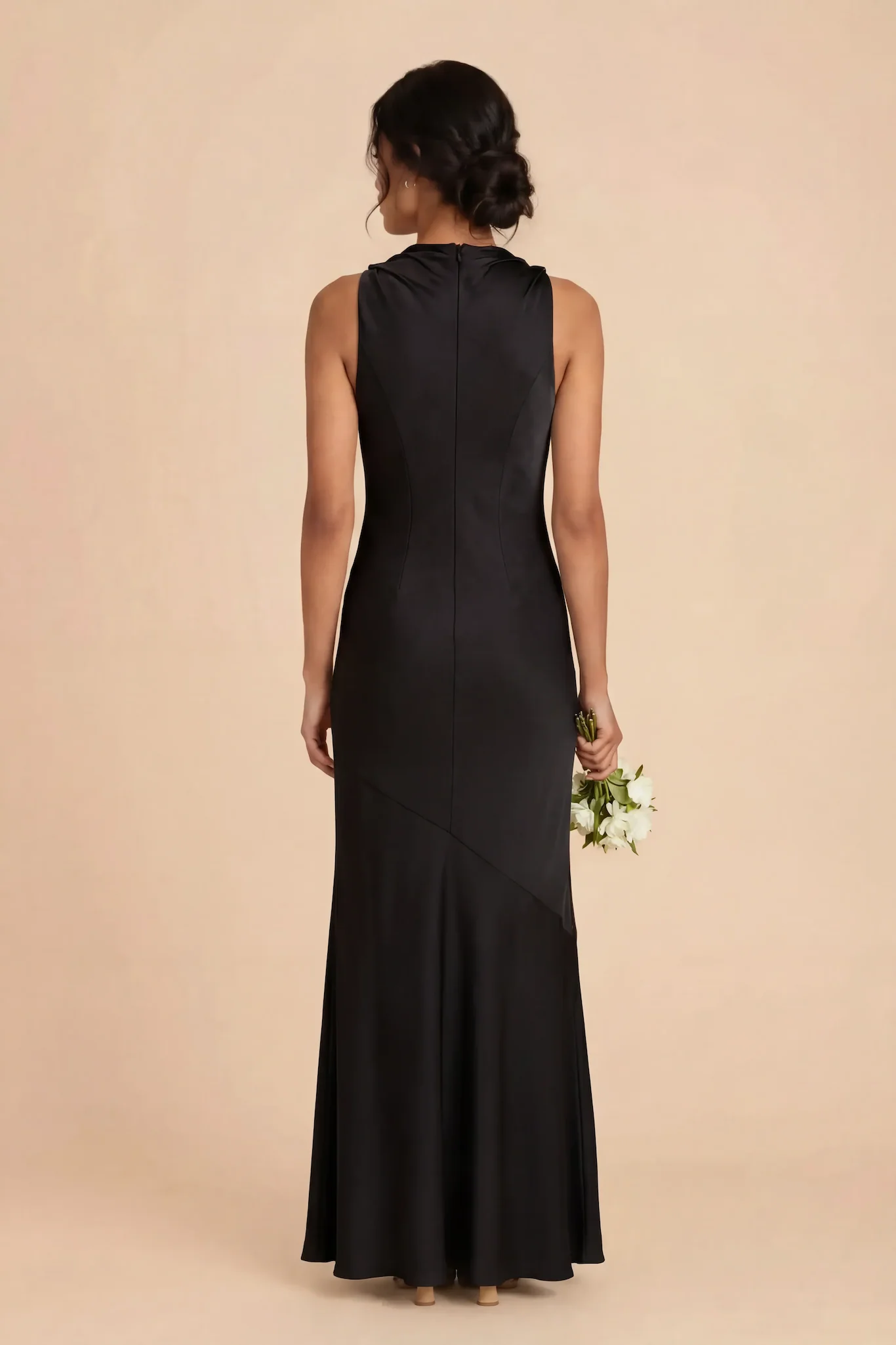 Daisy Matte Satin Dress - Black - Image 4