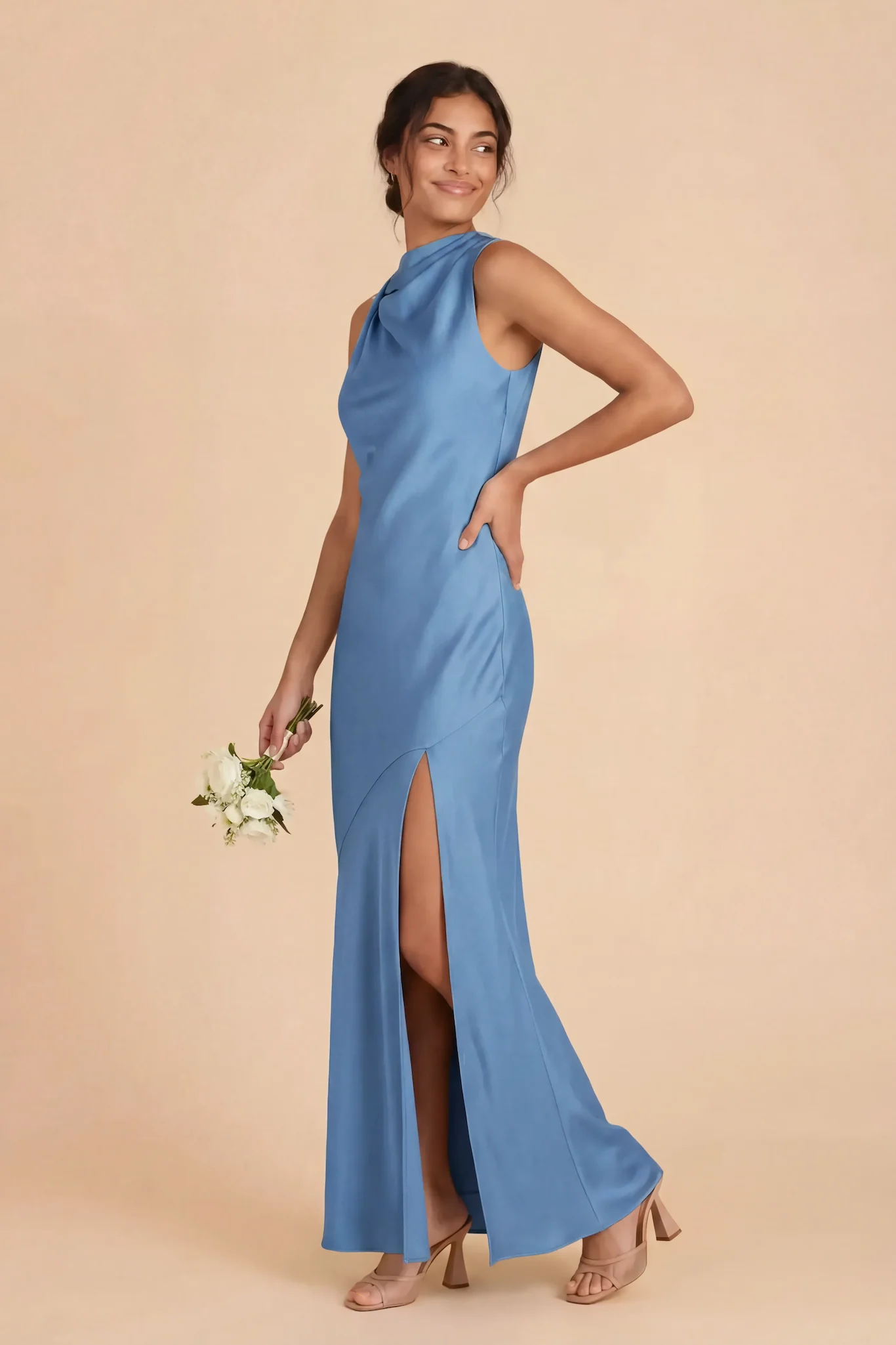 Daisy Matte Satin Dress - Bluebell - Image 2
