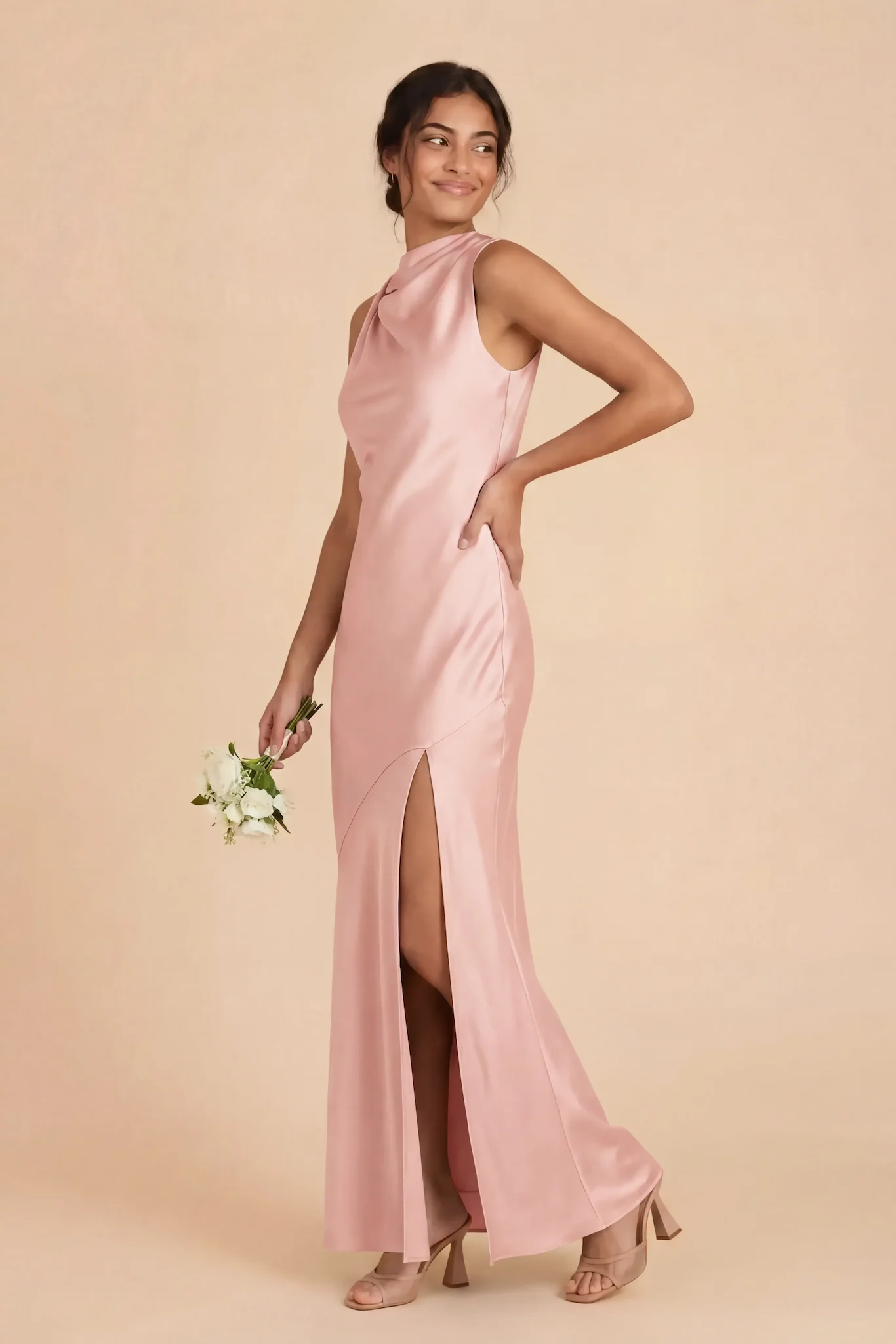 Daisy Matte Satin Dress - Blush Pink - Image 2