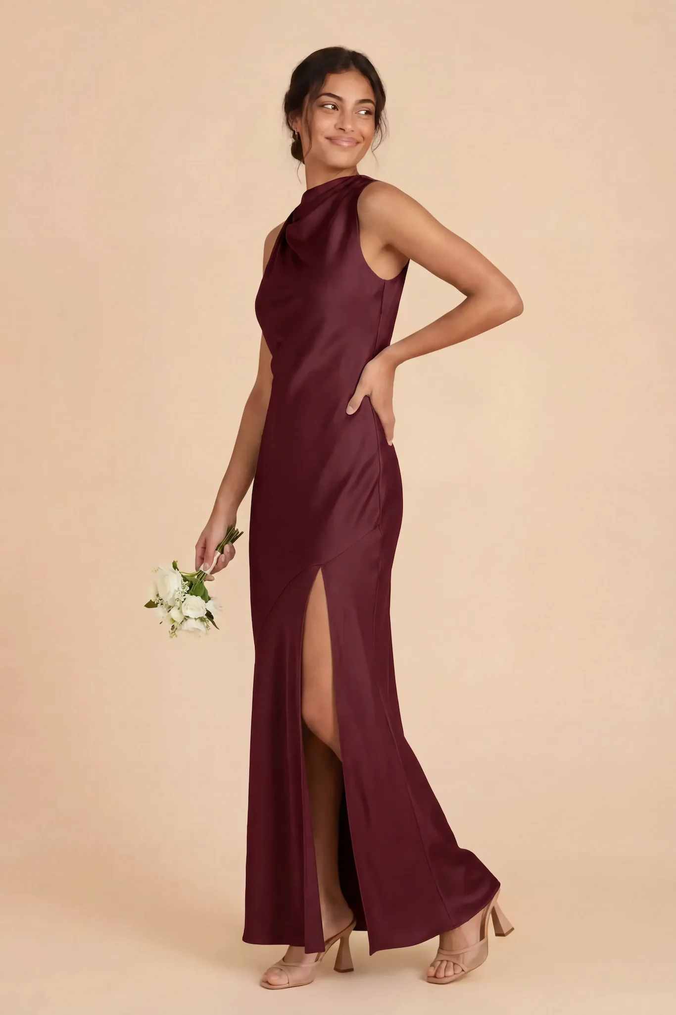 Daisy Matte Satin Dress - Cabernet - Image 2