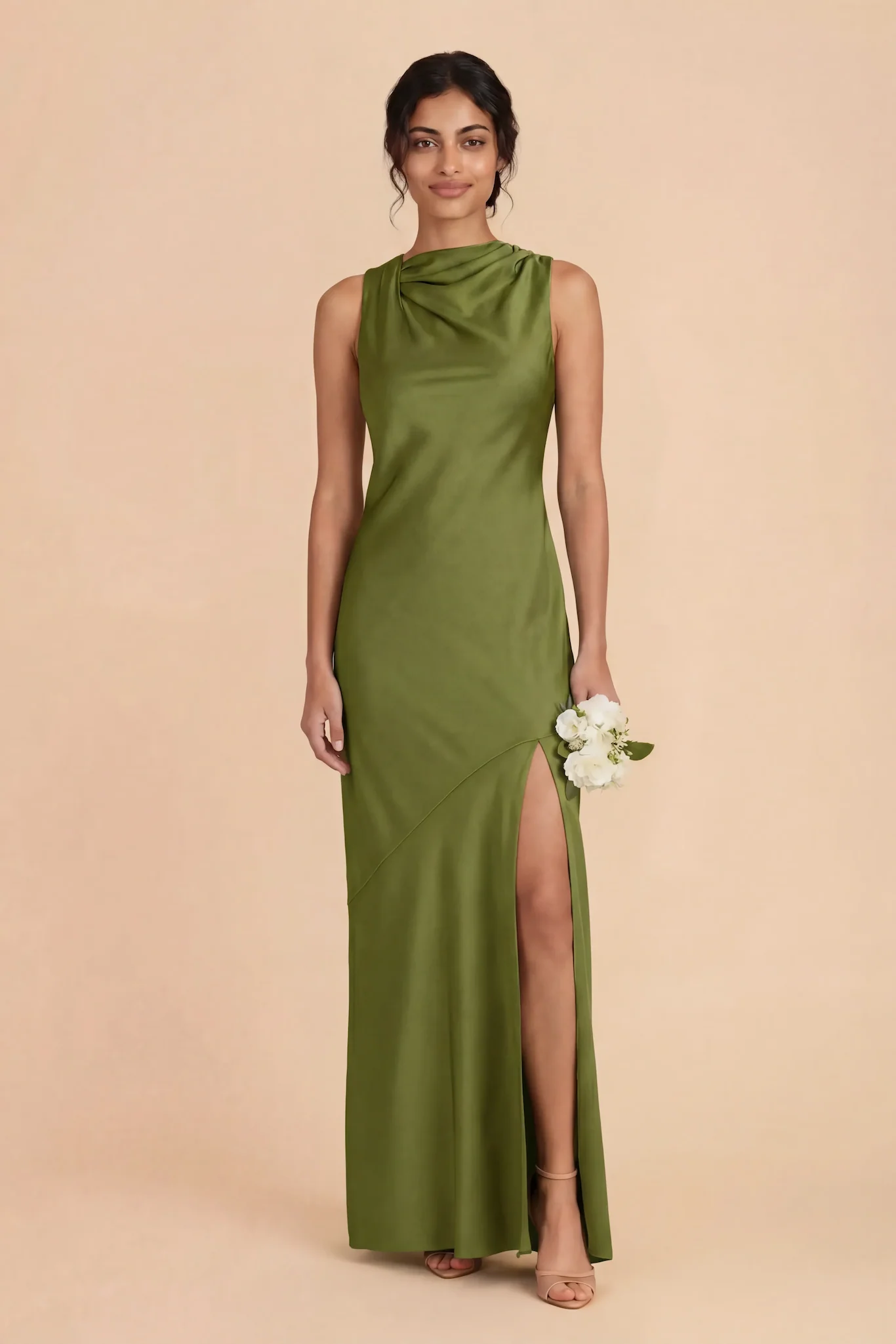 Daisy Matte Satin Dress - Cactus