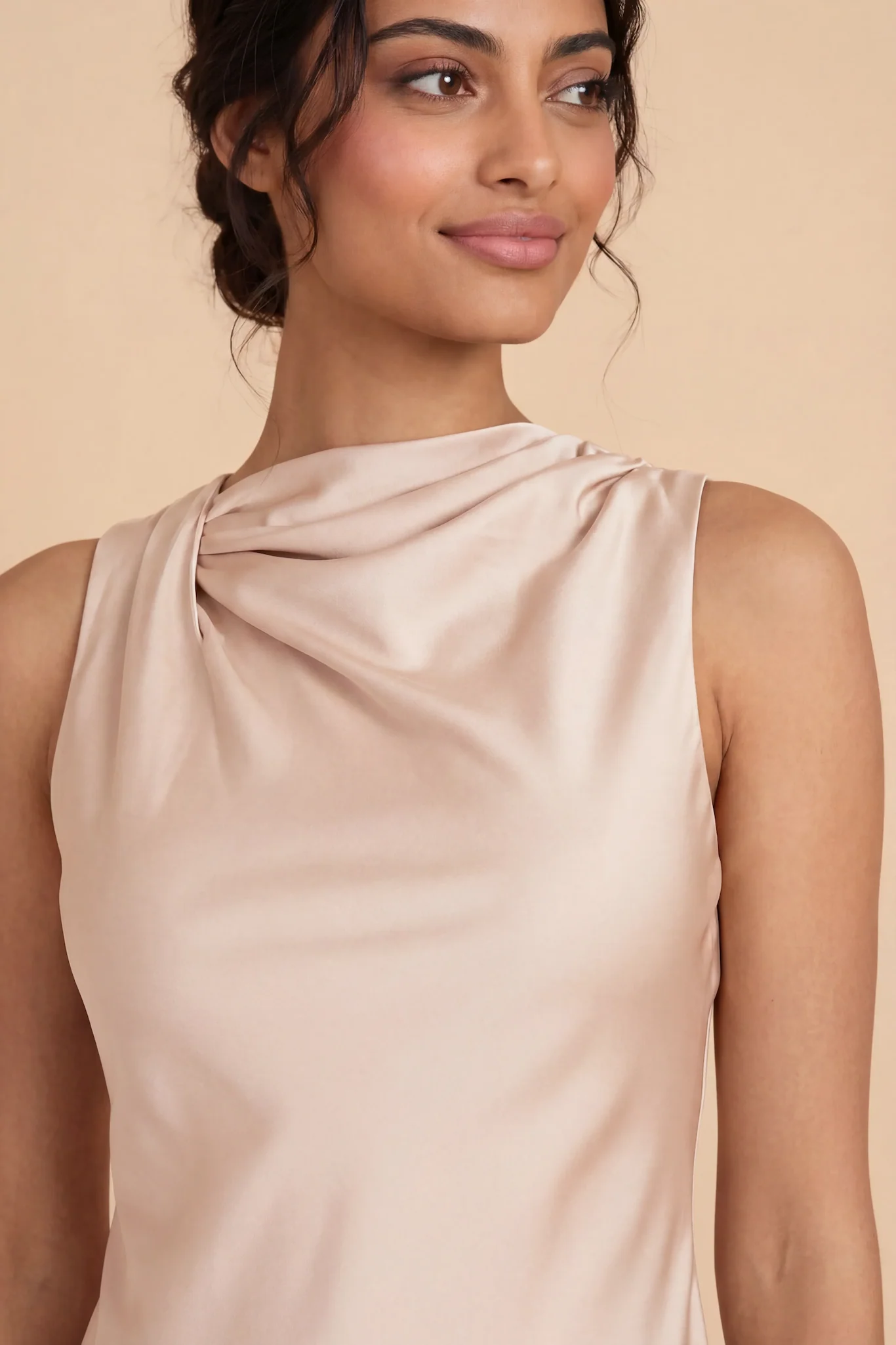 Daisy Matte Satin Dress - Champagne - Image 5