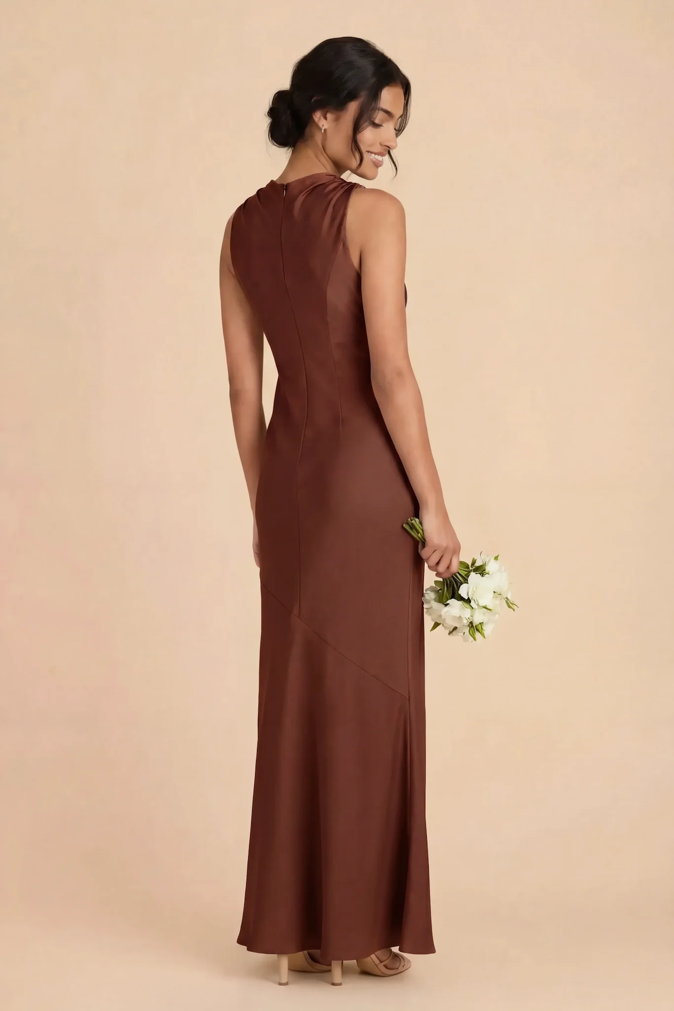 Daisy Matte Satin Dress - Cognac - Image 3