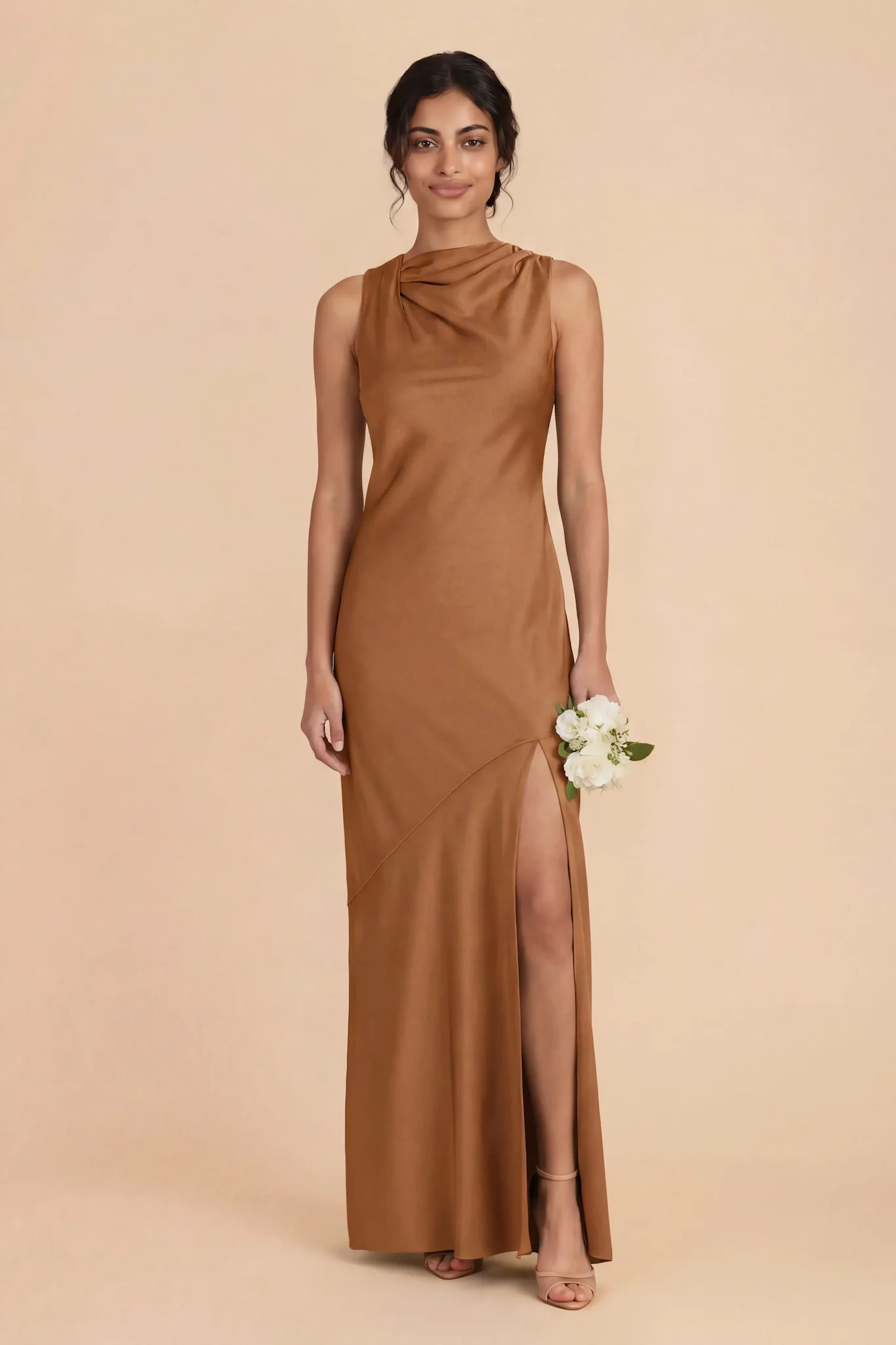 Daisy Matte Satin Dress - Copper